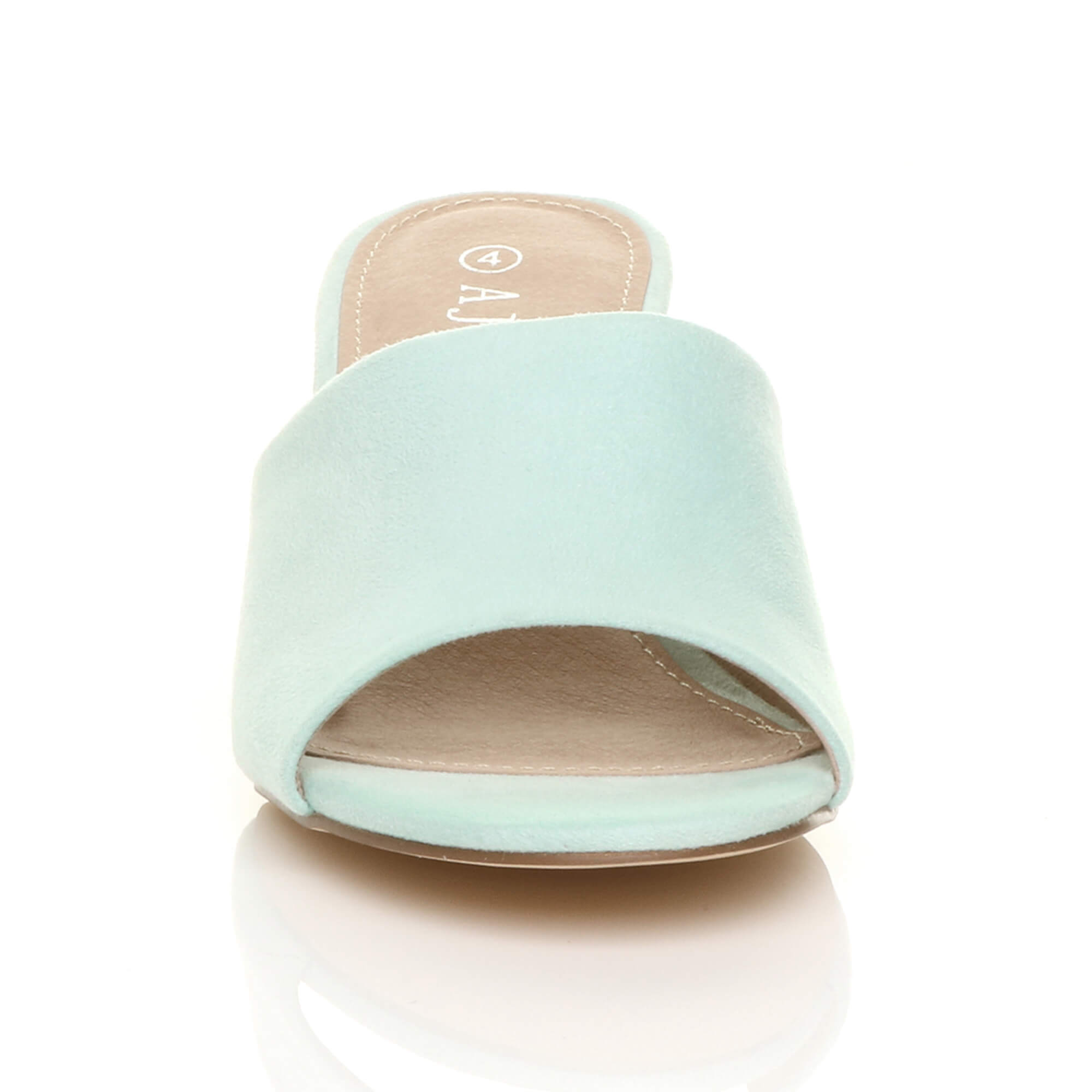 Mint AJVANI Mint Mid Block Heel Peep Toe Mules Sandals, Image 6 of 6