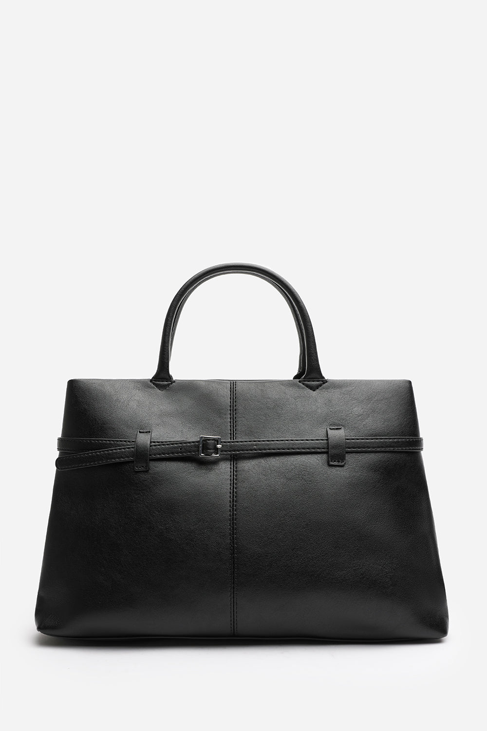 Black Flores Luxury Structured Leather Tote Bag, Image 1 of 8