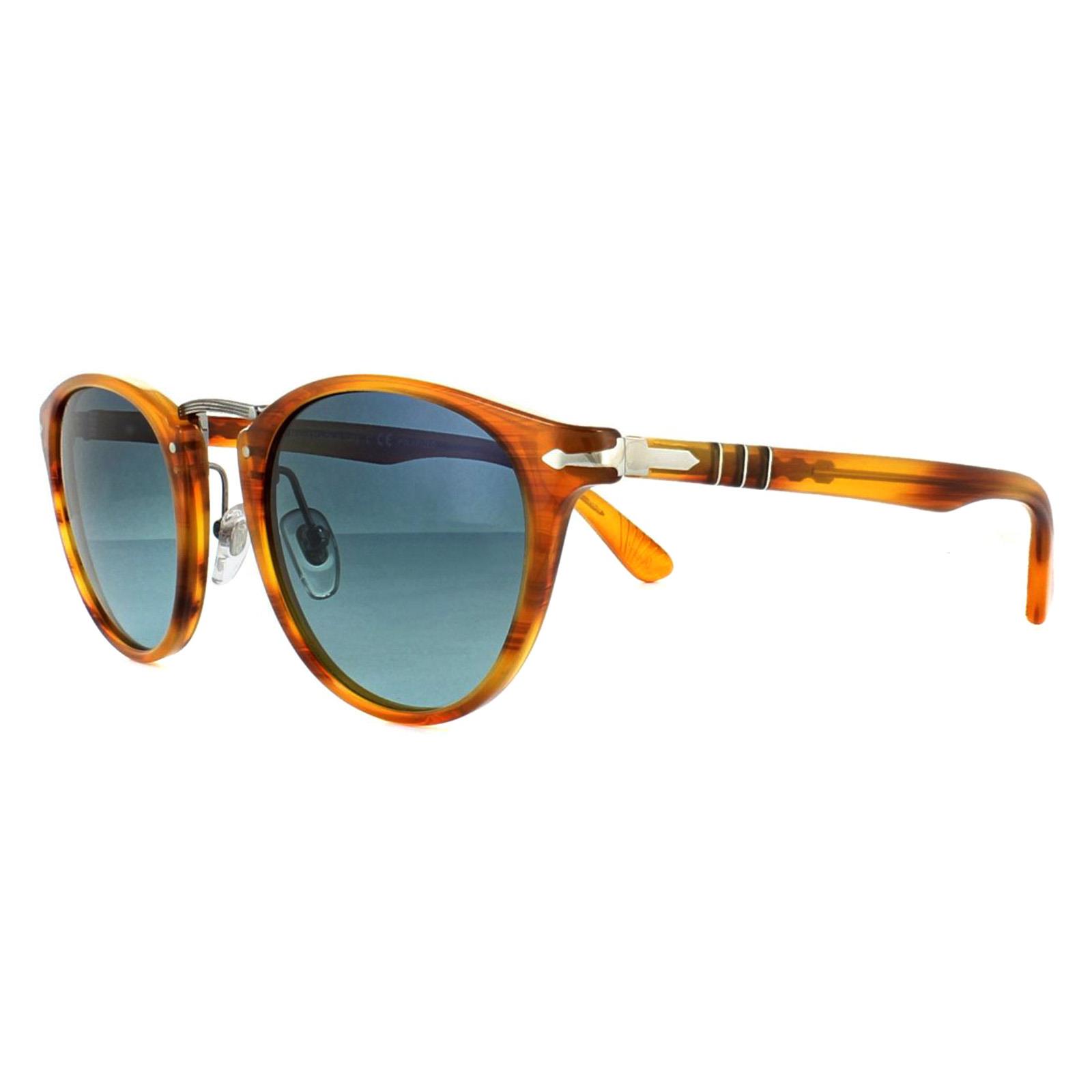 Brown Round Striped Brown Blue Polarized Sunglasses, Image 2 of 4