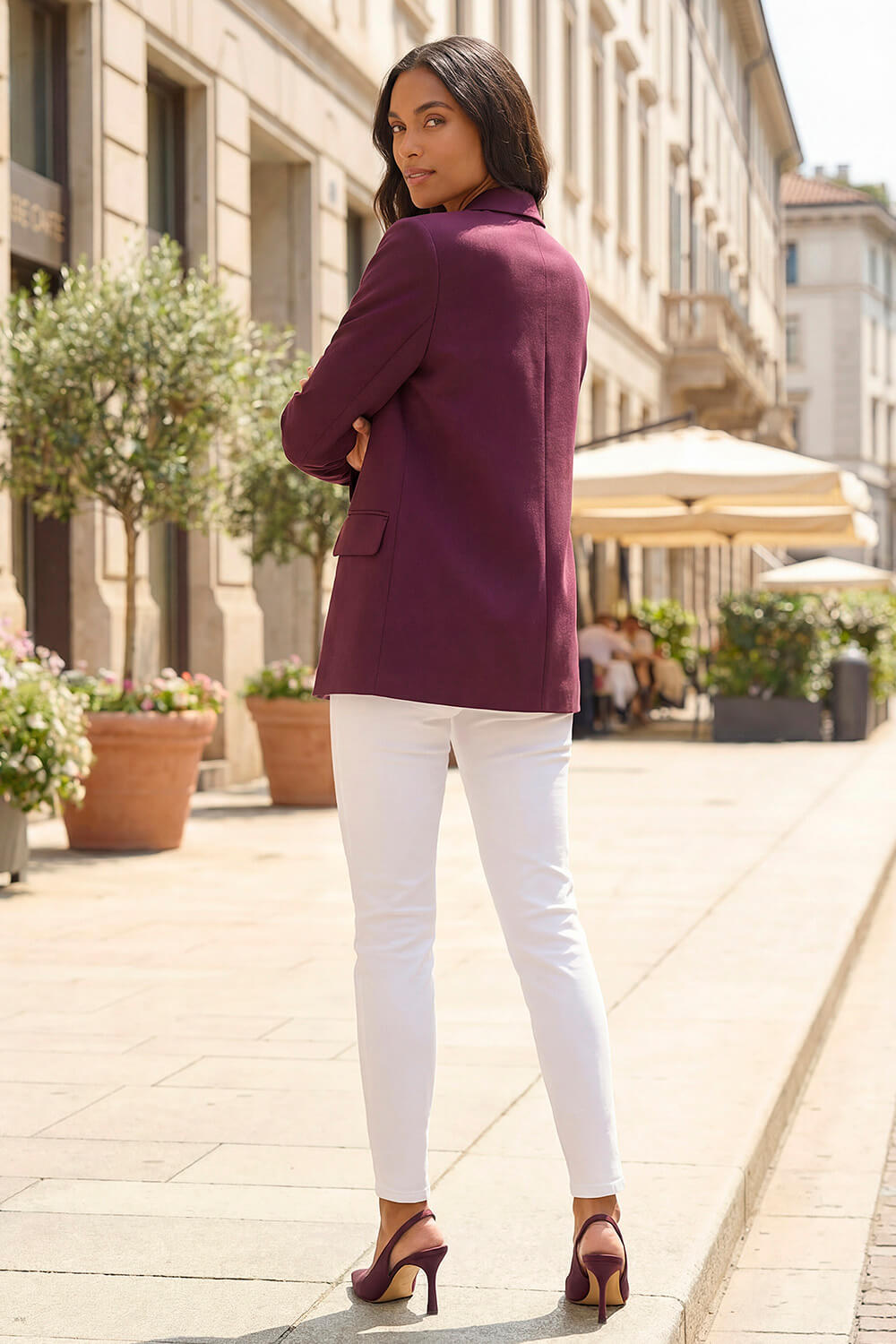 Burgundy Premium Stretch Ponte Blazer, Image 4 of 4