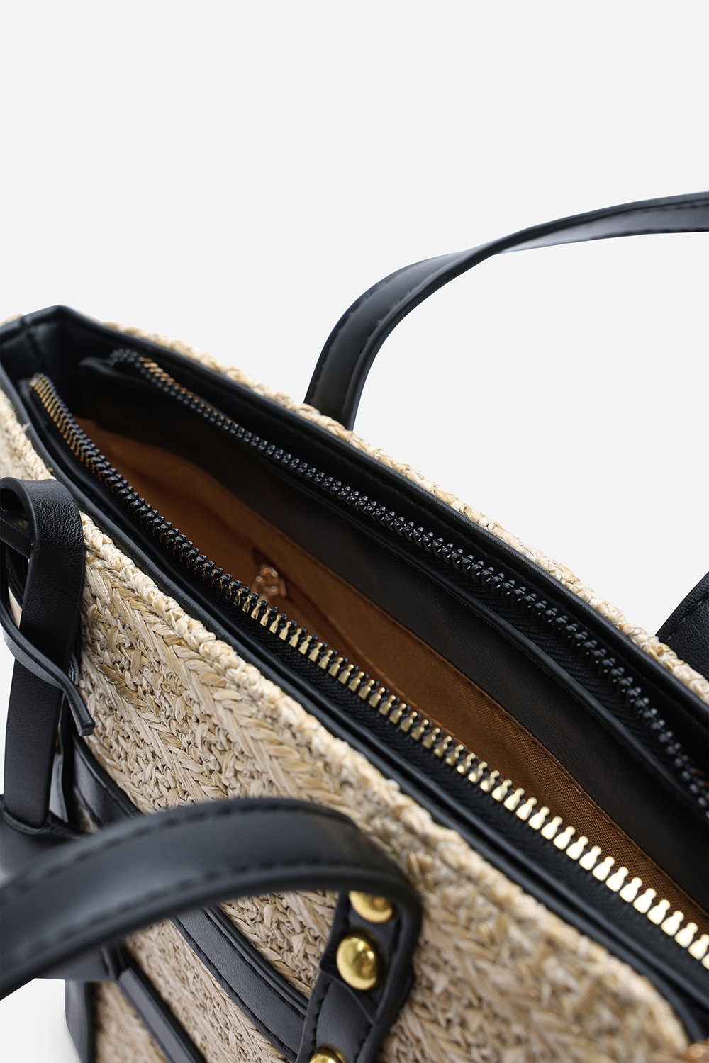 Black Alaia Small Raffia Bag with Studd Detail and Cross Body Strap, Image 4 of 5