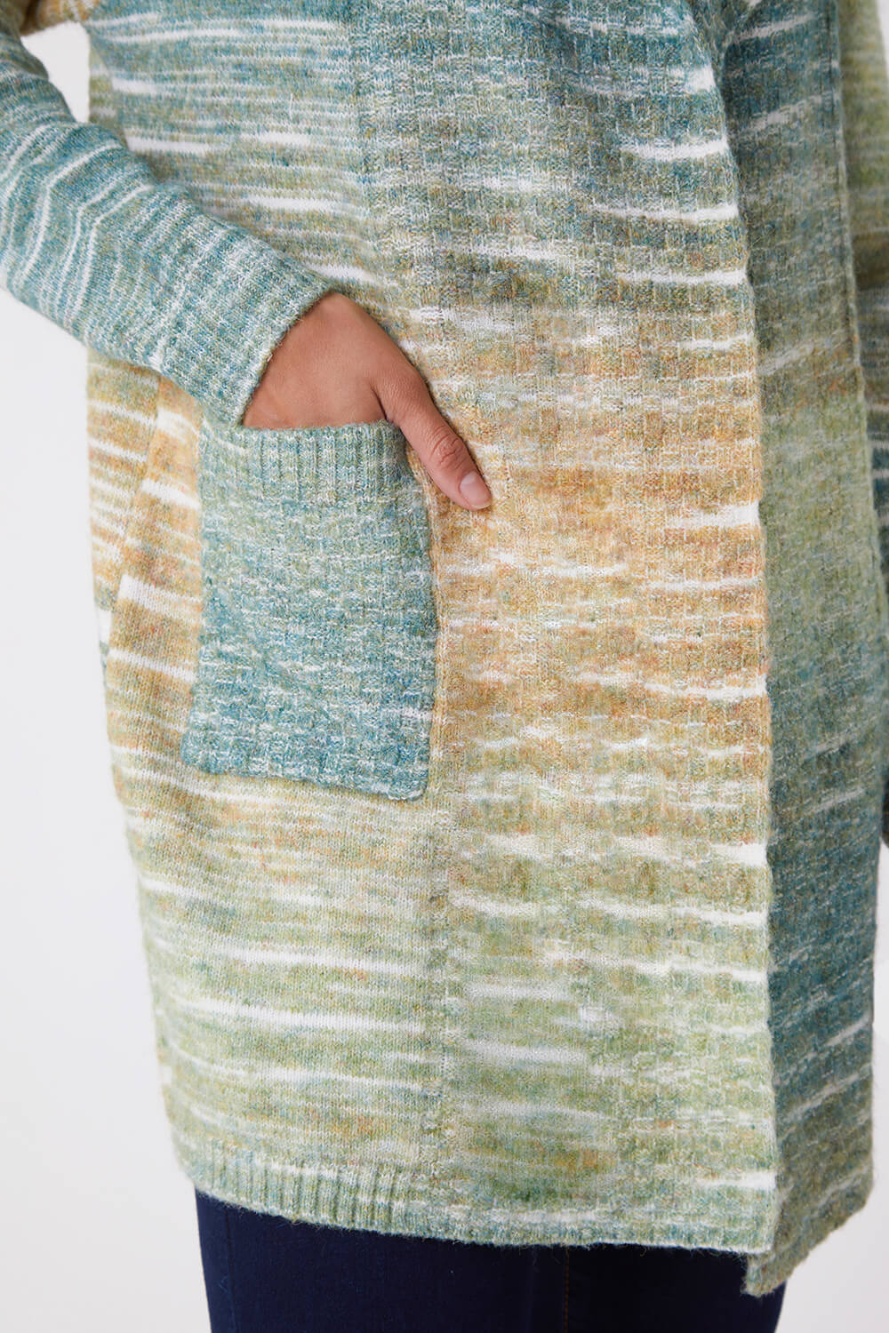Green Ombre Longline Knitted Cardigan , Image 6 of 5