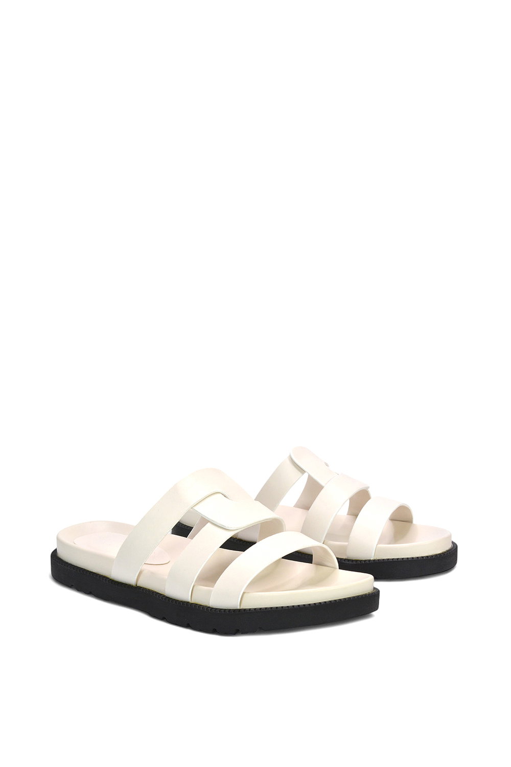 White XY LONDON White 'Aurelia' Flat Slider Sandals With Comfortable Footbed, Image 3 of 6
