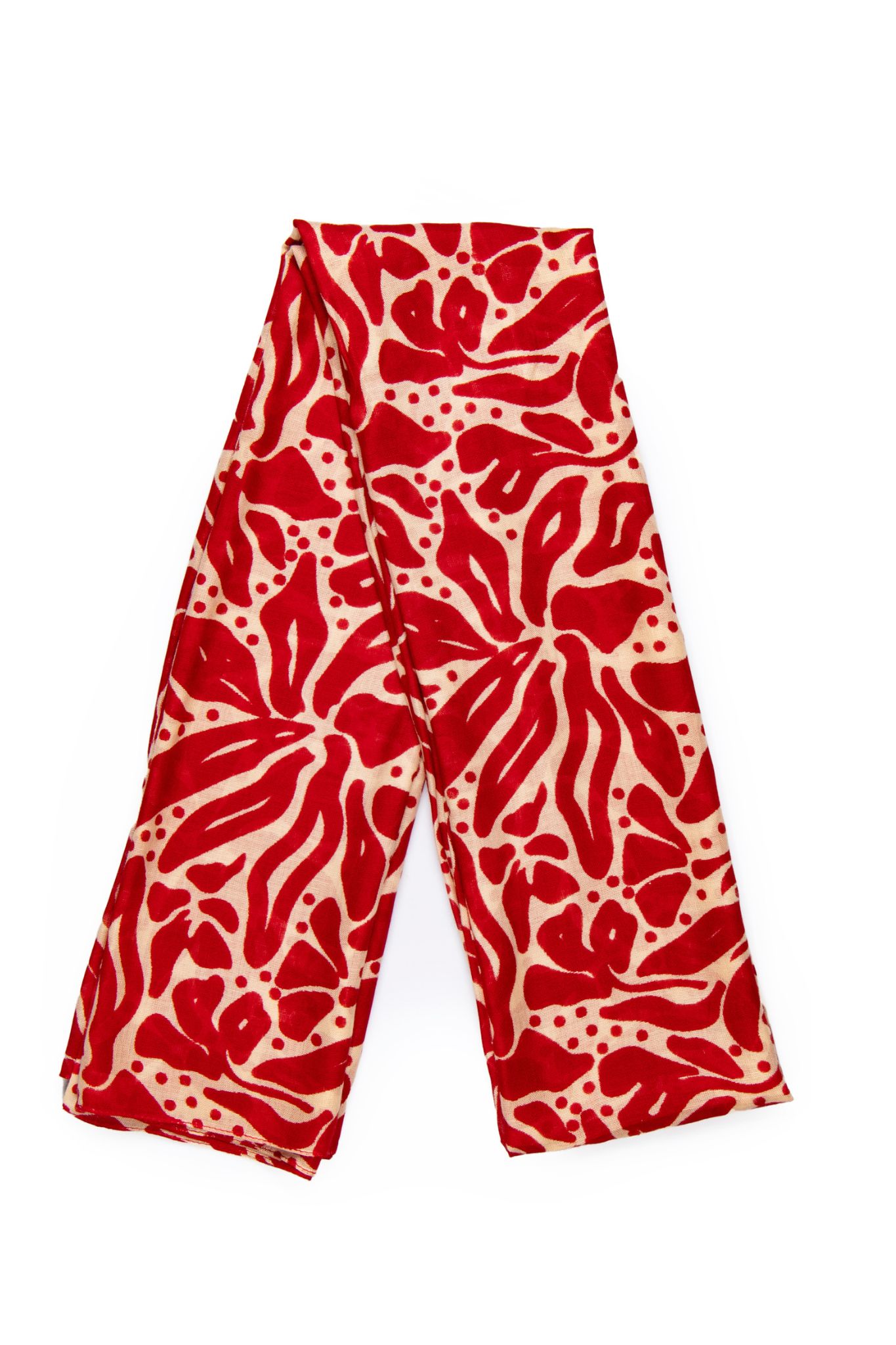 Red Lightweight Two Tone Floral Scarf, Image 3 of 3
