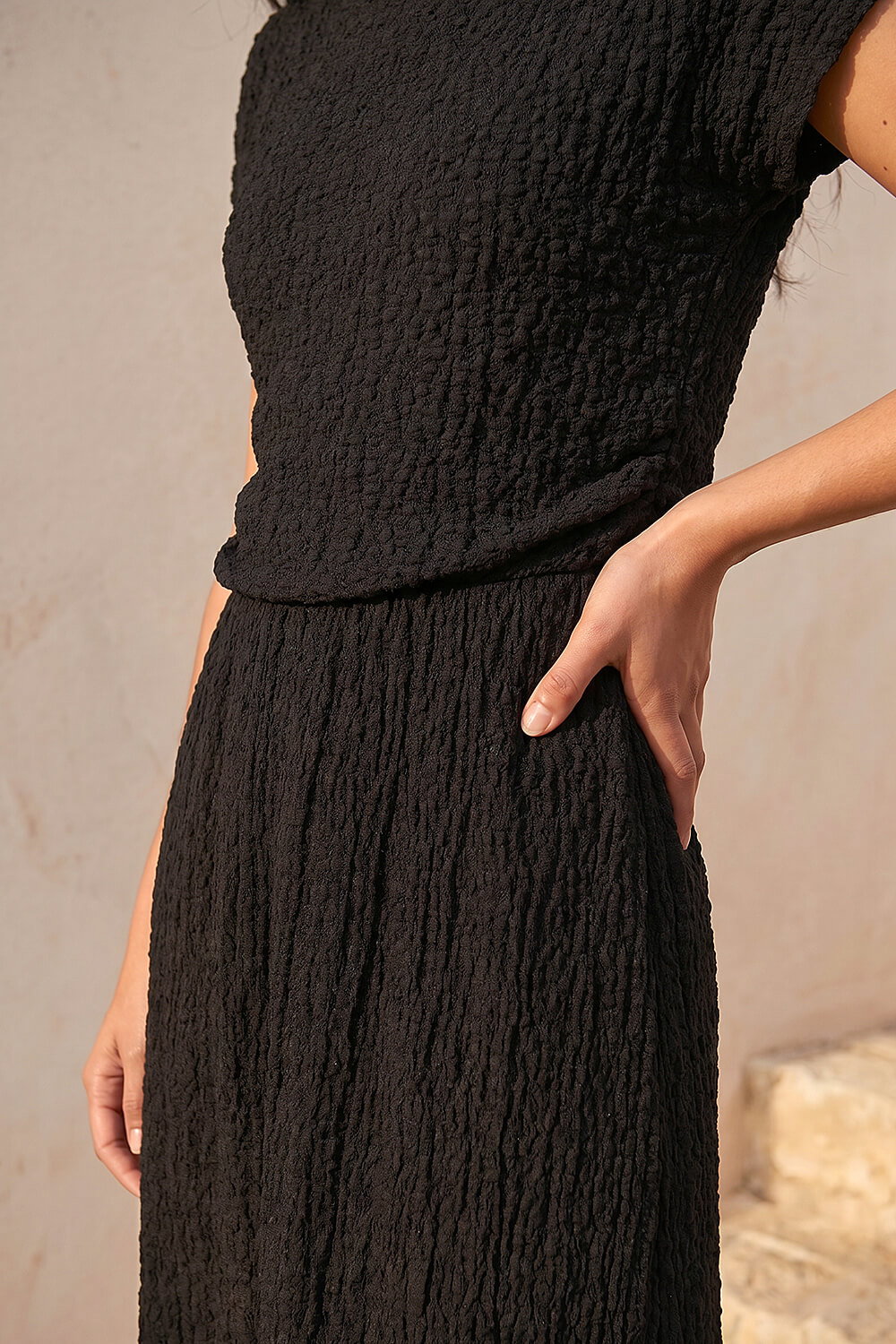Black Textured Floral Lace Maxi Dress, Image 5 of 4