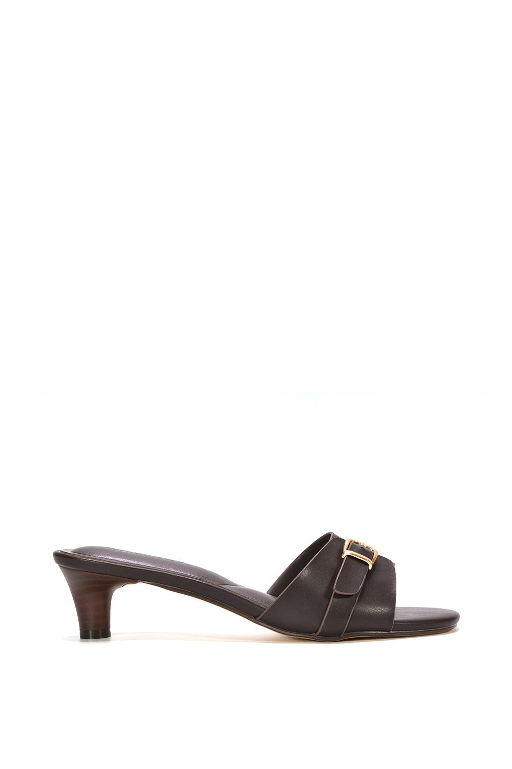 Brown XY LONDON Brown 'Romee' Slip On Low Kitten Heel Mule Sandals, Image 1 of 6