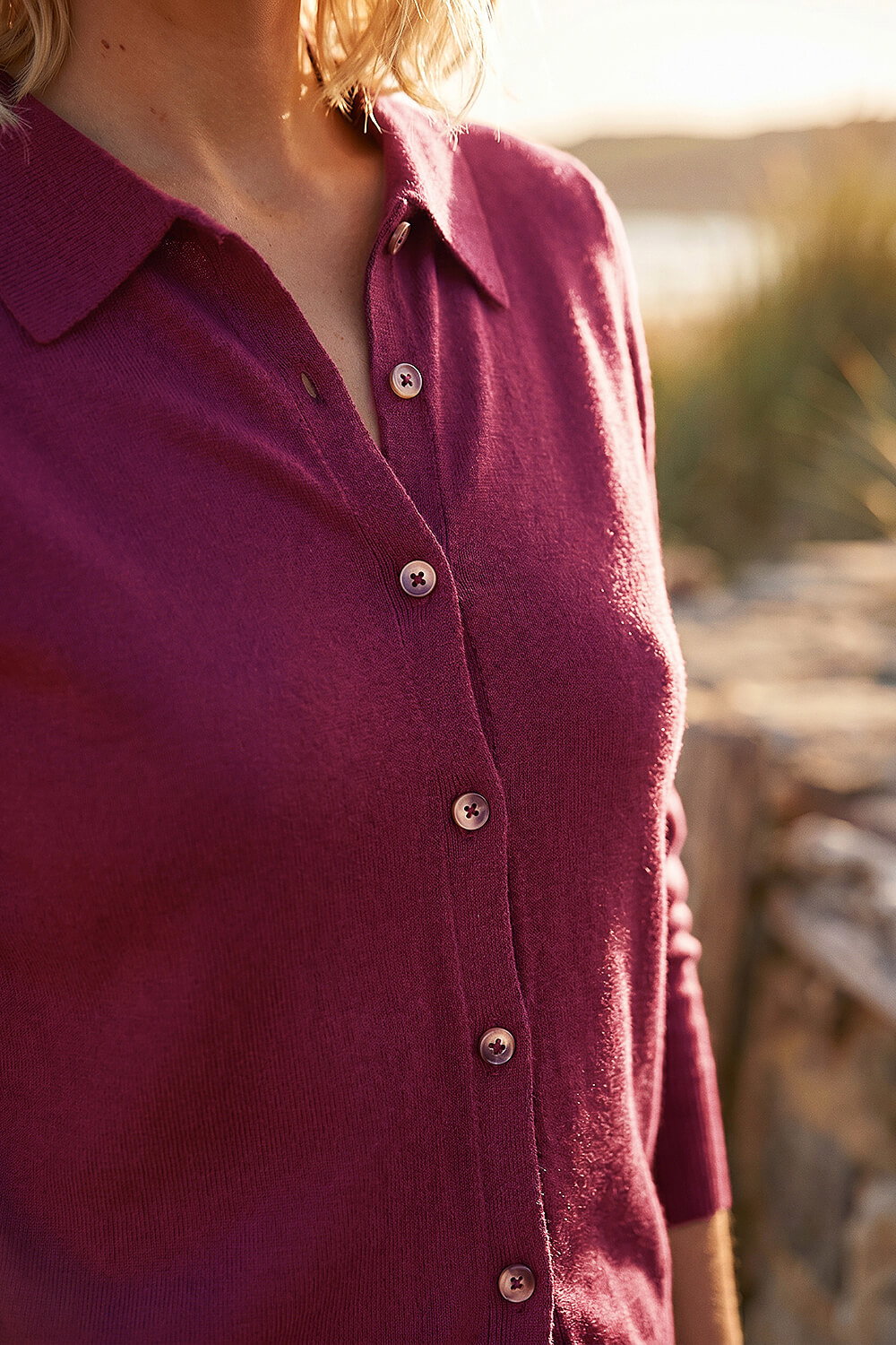 Plum Petite Collar Cardigan, Image 5 of 4