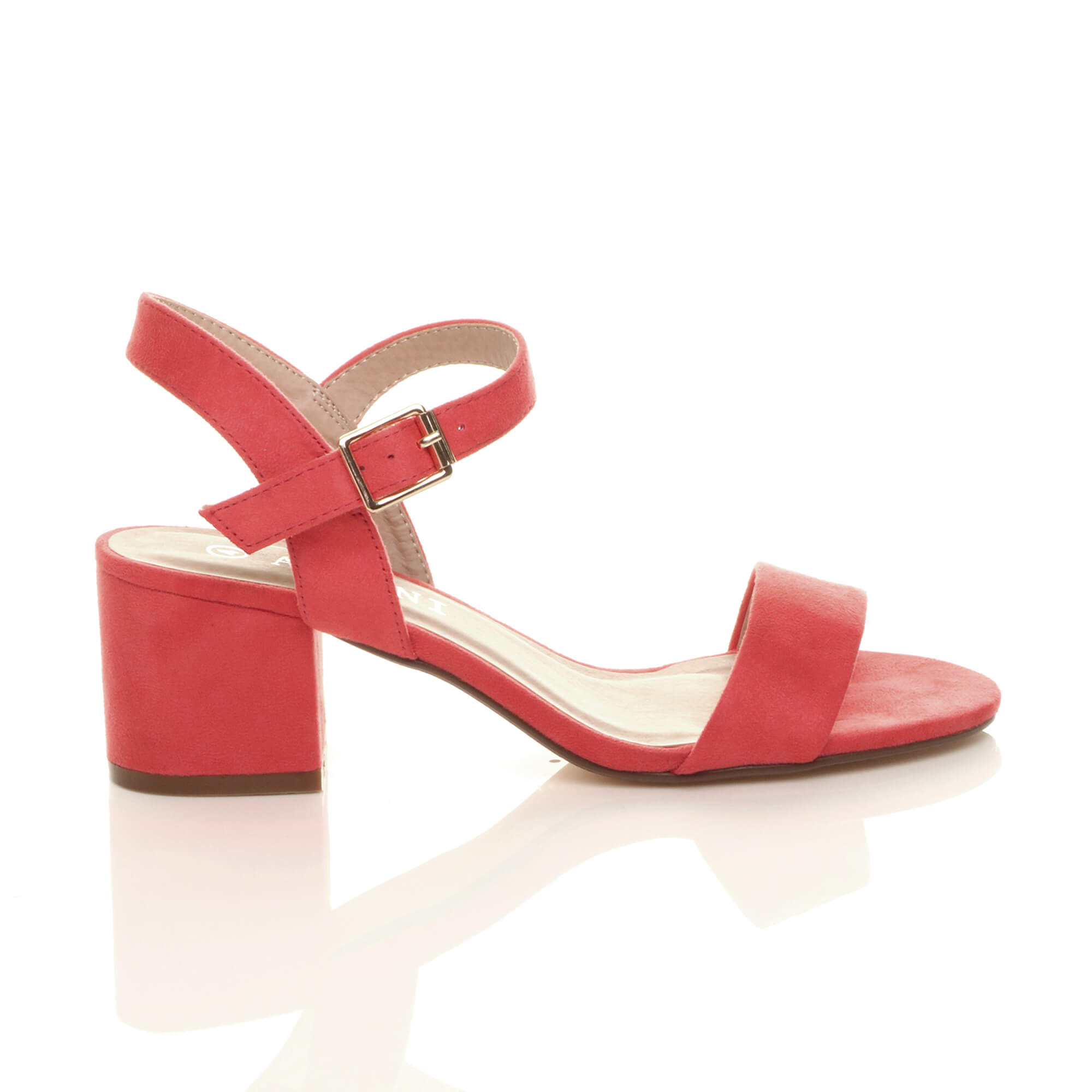 Coral AJVANI Coral Mid Block Heel Strappy Sandals, Image 2 of 6