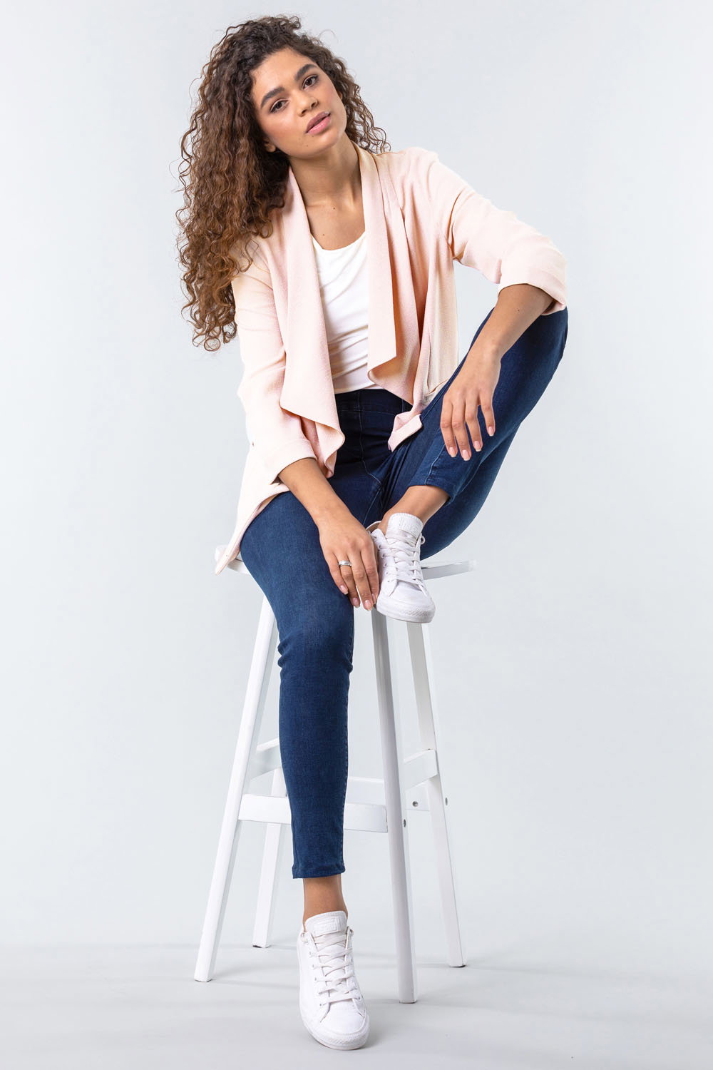 Pink Tab Back Waterfall Jacket , Image 5 of 4