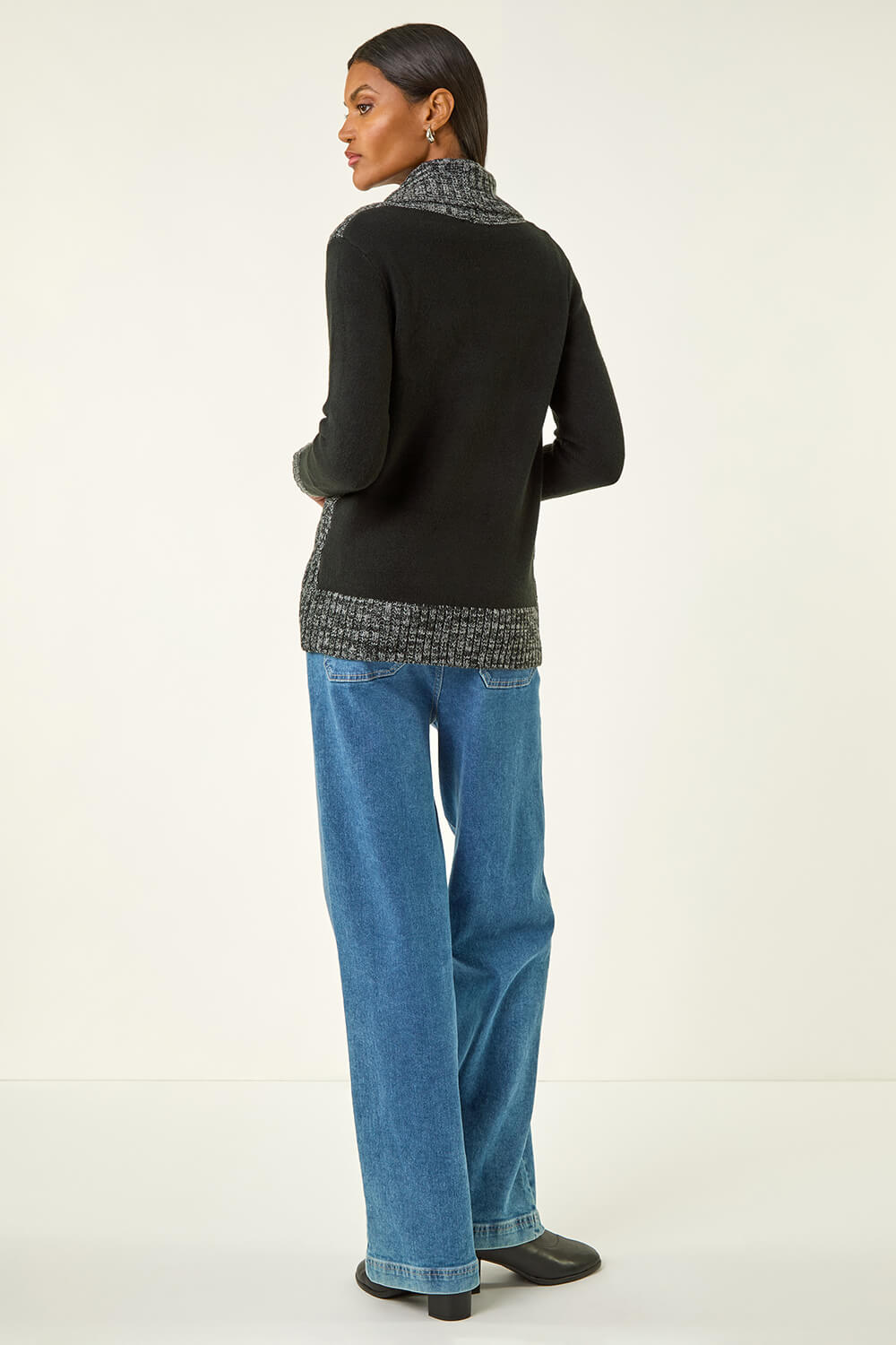 Charcoal Textured Knit Wrap Cardigan, Image 4 of 5