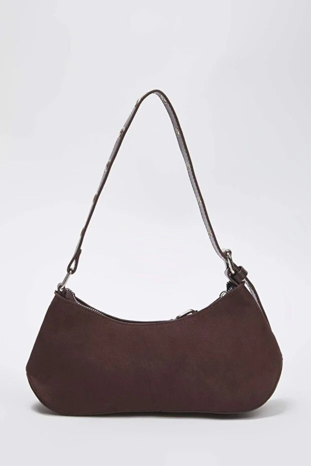 Dark Brown Baguette Shoulder Bag With Belt-Buckle Hardware, Image 3 of 3