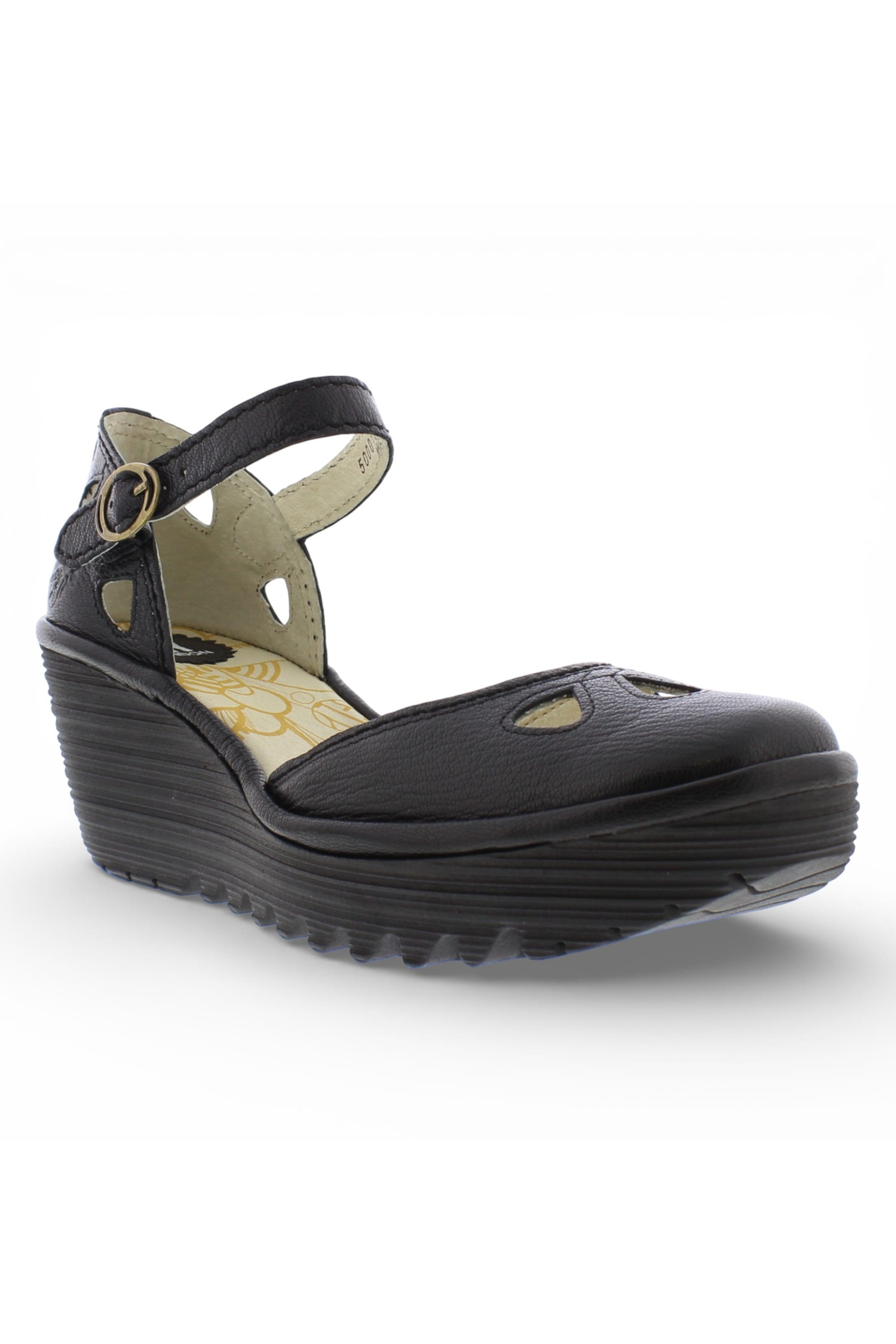 Black Womens Contemporary Wedge Sandals -Yuna, Image 4 of 4