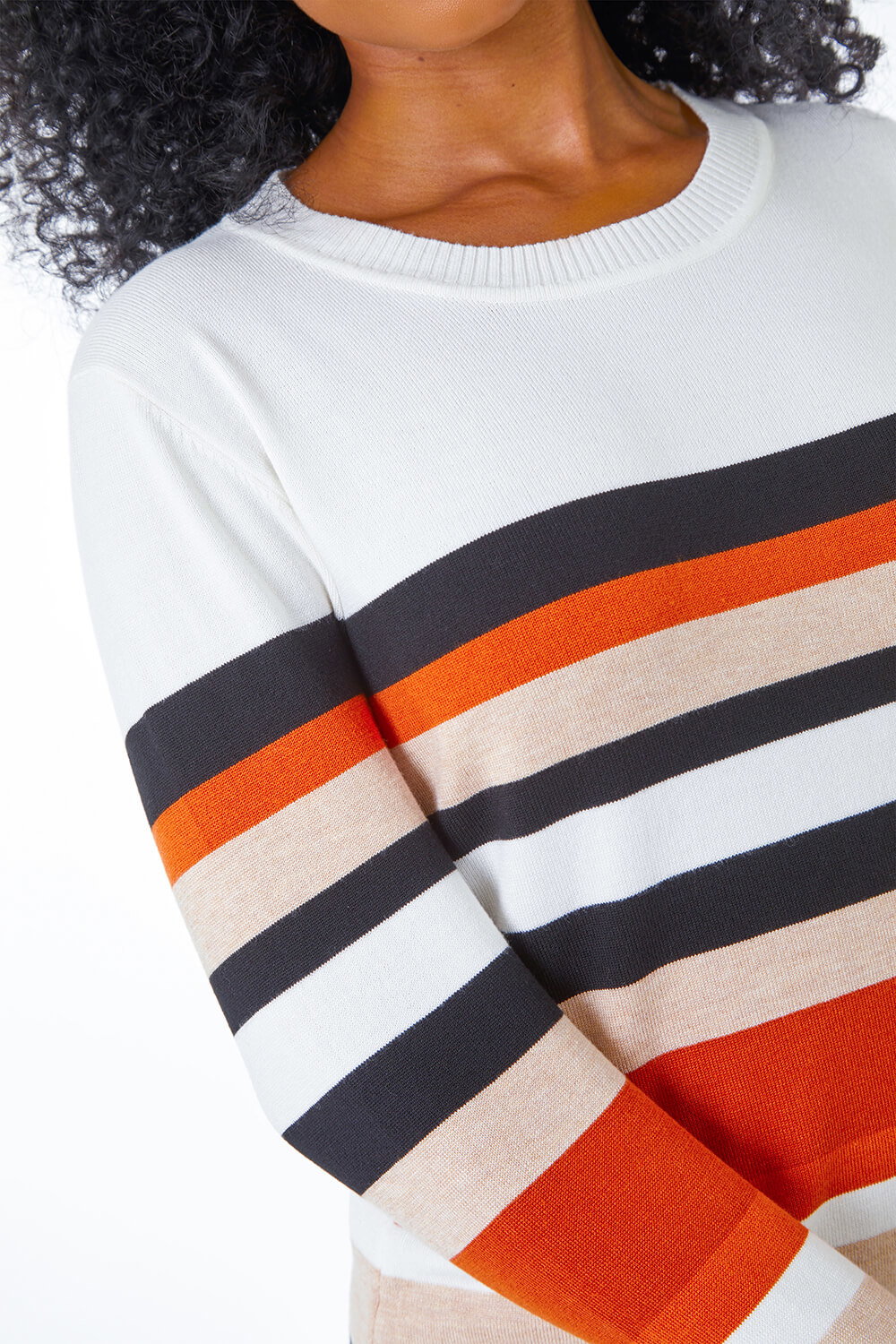 Rust Petite Stripe Round Neck Jumper, Image 6 of 5