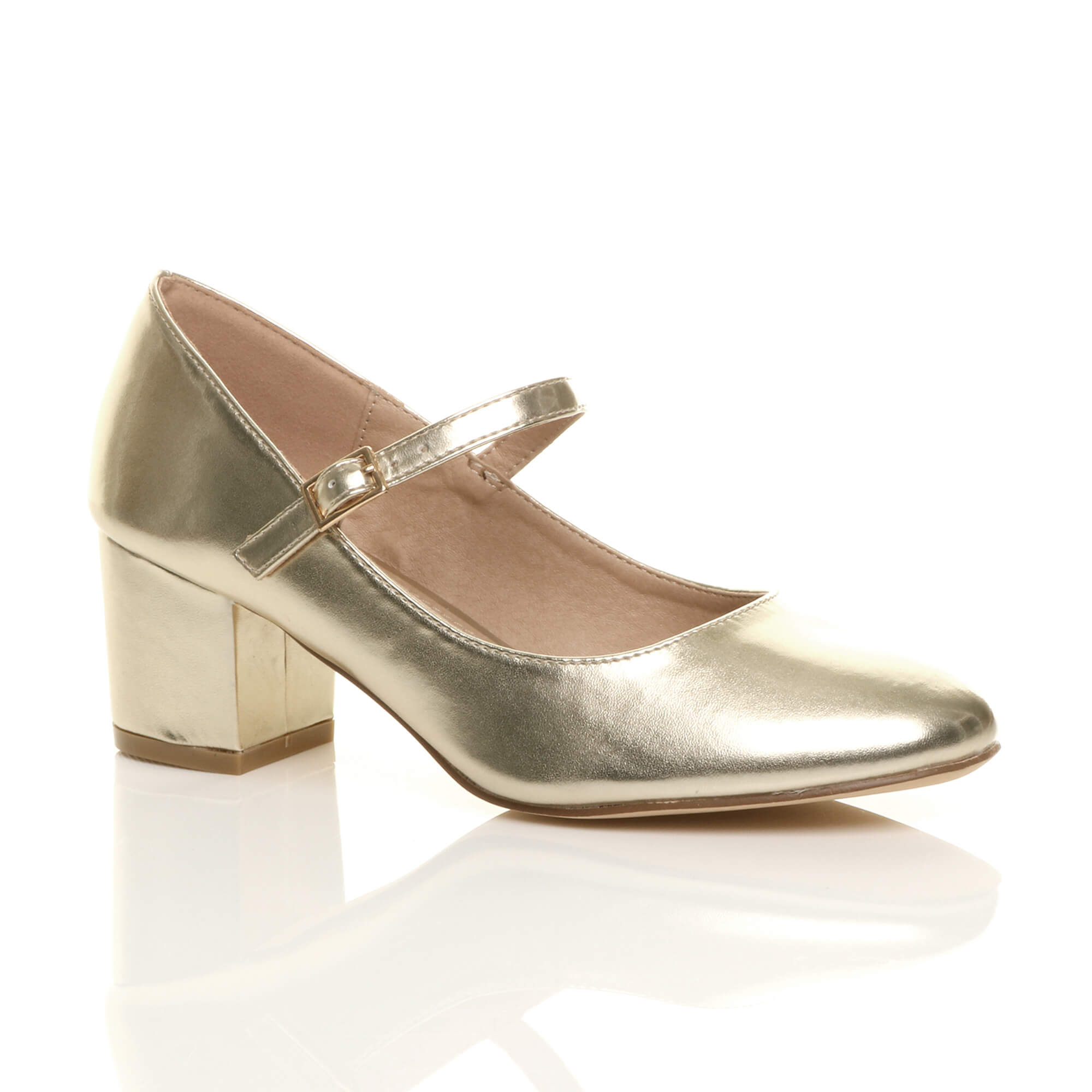 Black Mid Block Heel Mary Jane Court Shoes