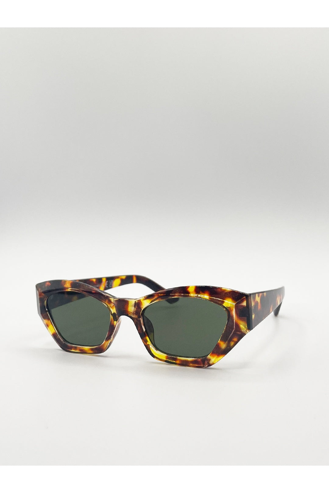 Brown SVNX Brown Angular Frame Cat Eye Sunglasses, Image 2 of 7