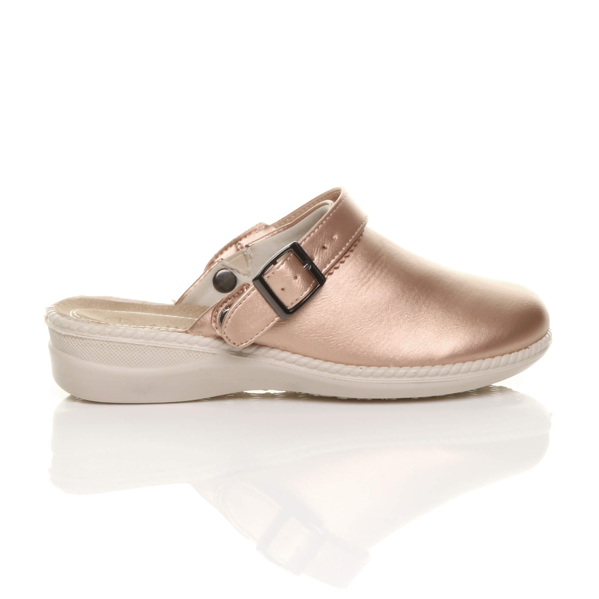 Rose Gold AJVANI Rose Gold Low Wedge Slingback Clogs Mules, Image 2 of 6