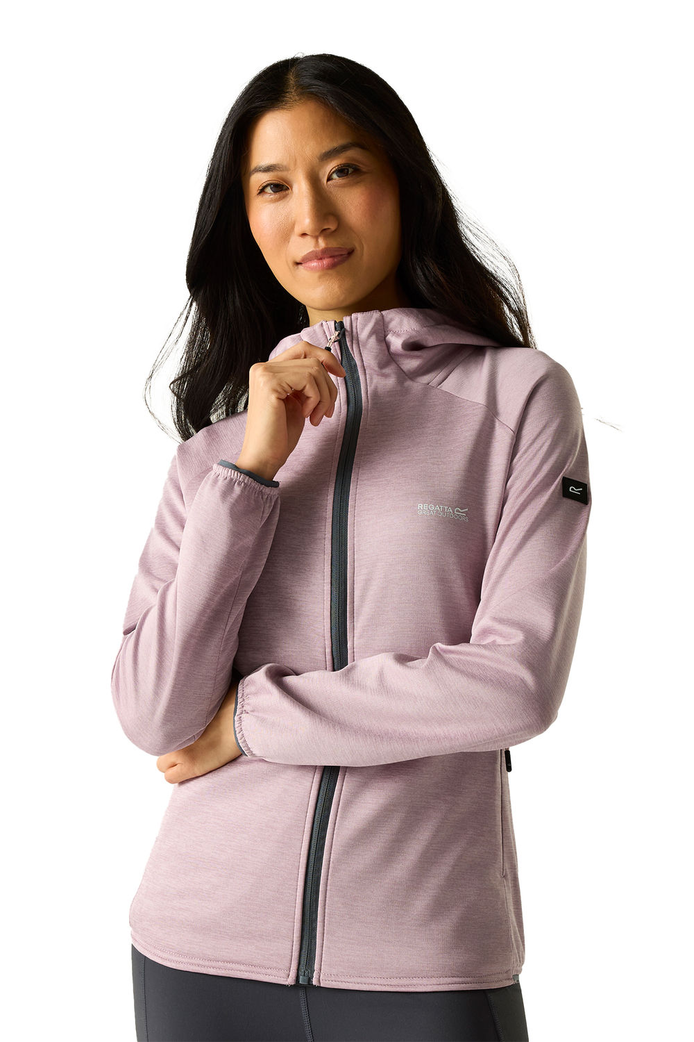 Lilac Regatta Lilac Ferna Stretch Hooded Fleece Jacket, Image 4 of 5