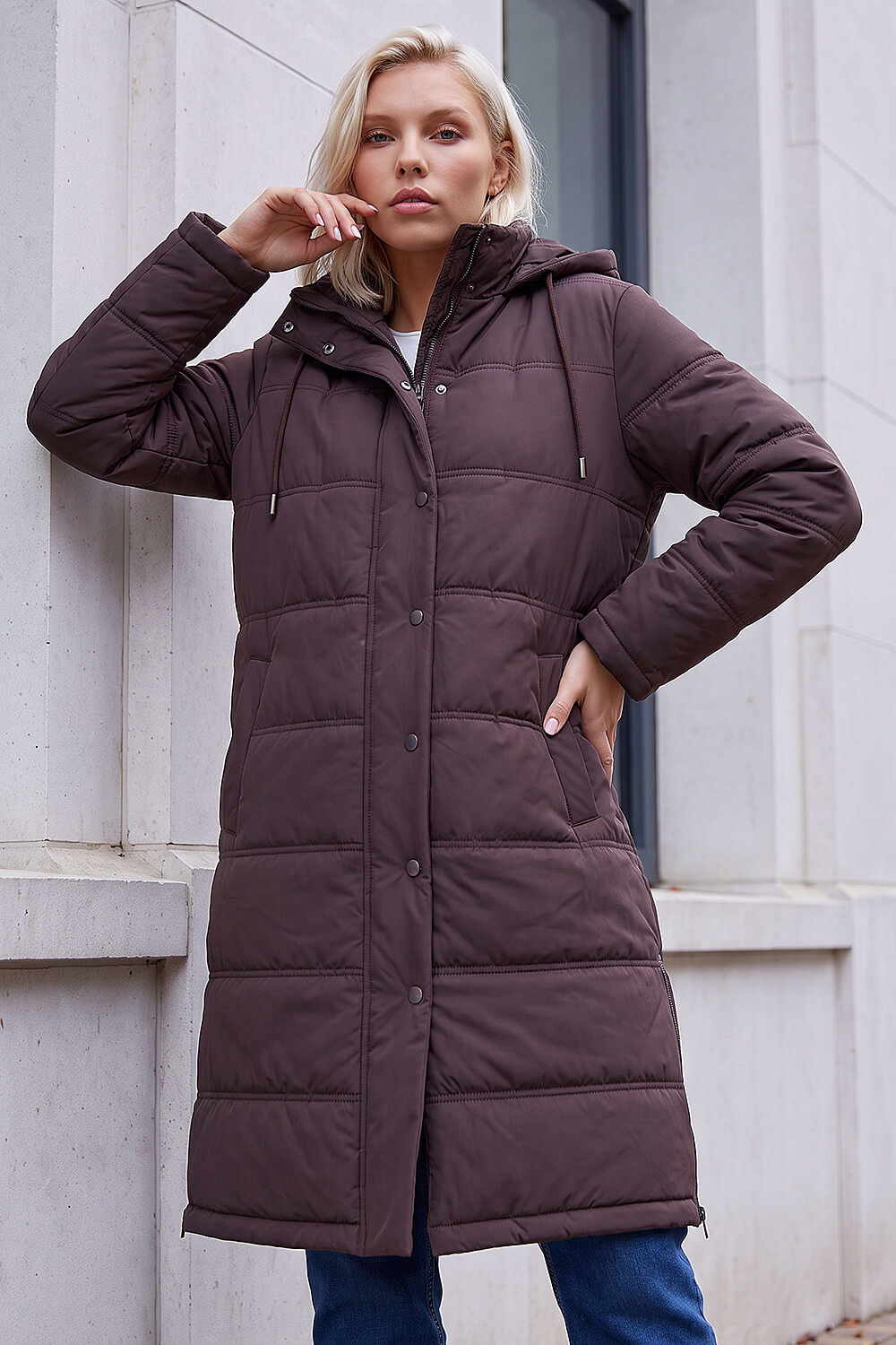 Roman Petite Women's Chocolate Oversized Puffer Coat Size 18