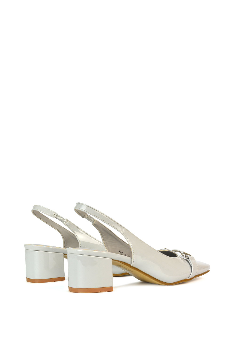 Light Grey XY LONDON Light Grey 'Selena' Slingback Mid Heels With Square Toe, Image 6 of 6