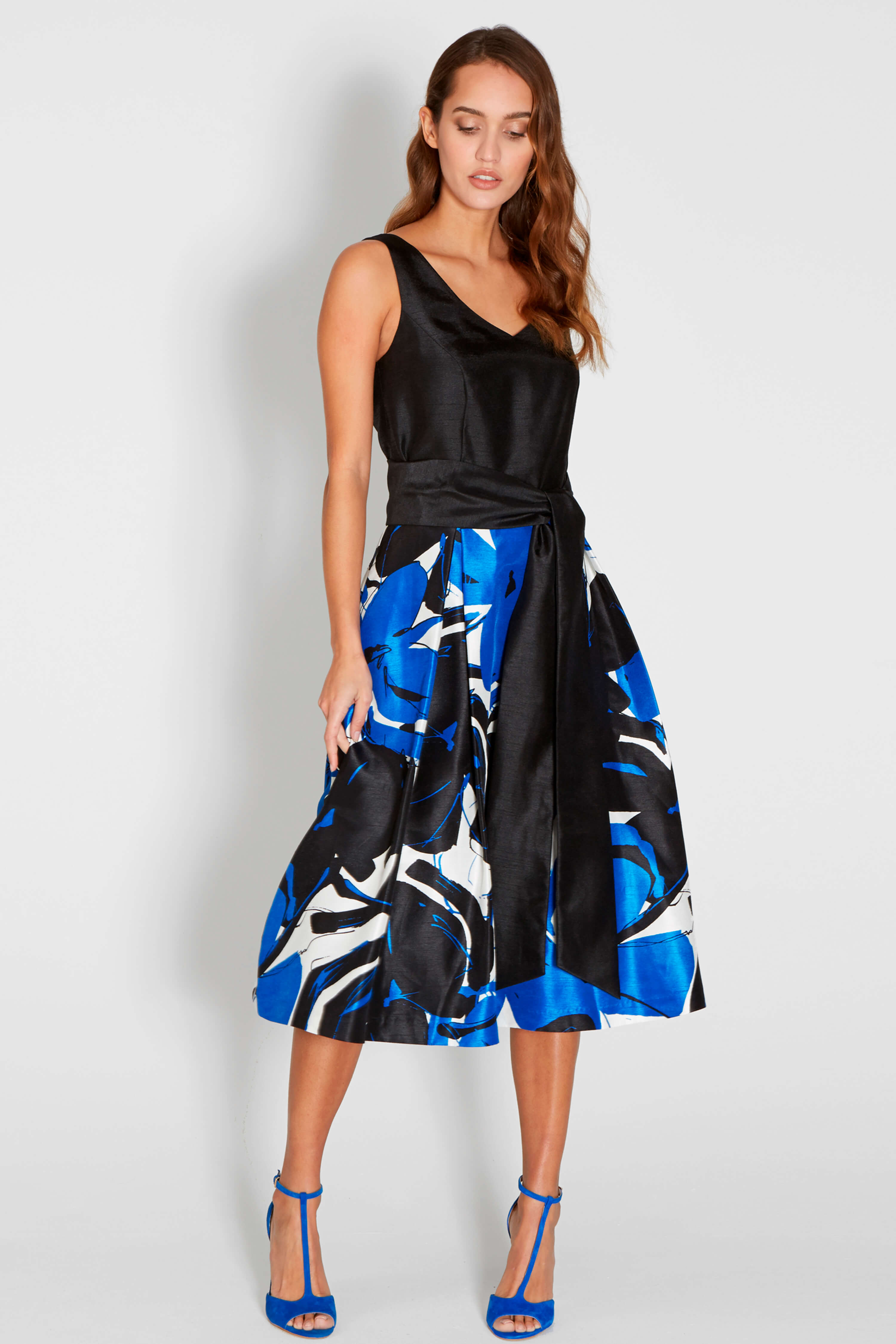 Contrast Print Dress in ROYAL BLUE - Roman Originals UK
