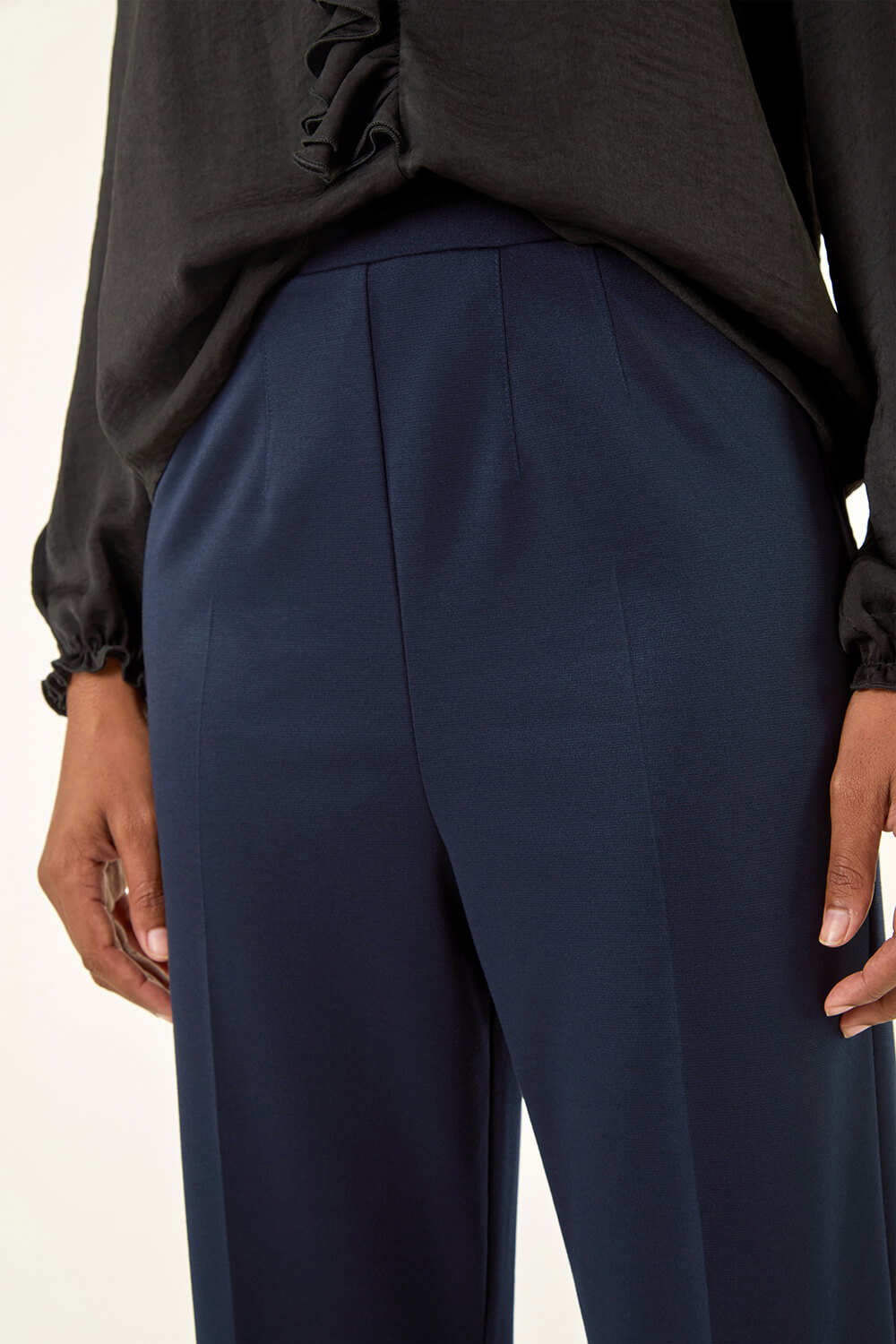 Navy Straight Leg Ponte Stretch Trouser, Image 6 of 5