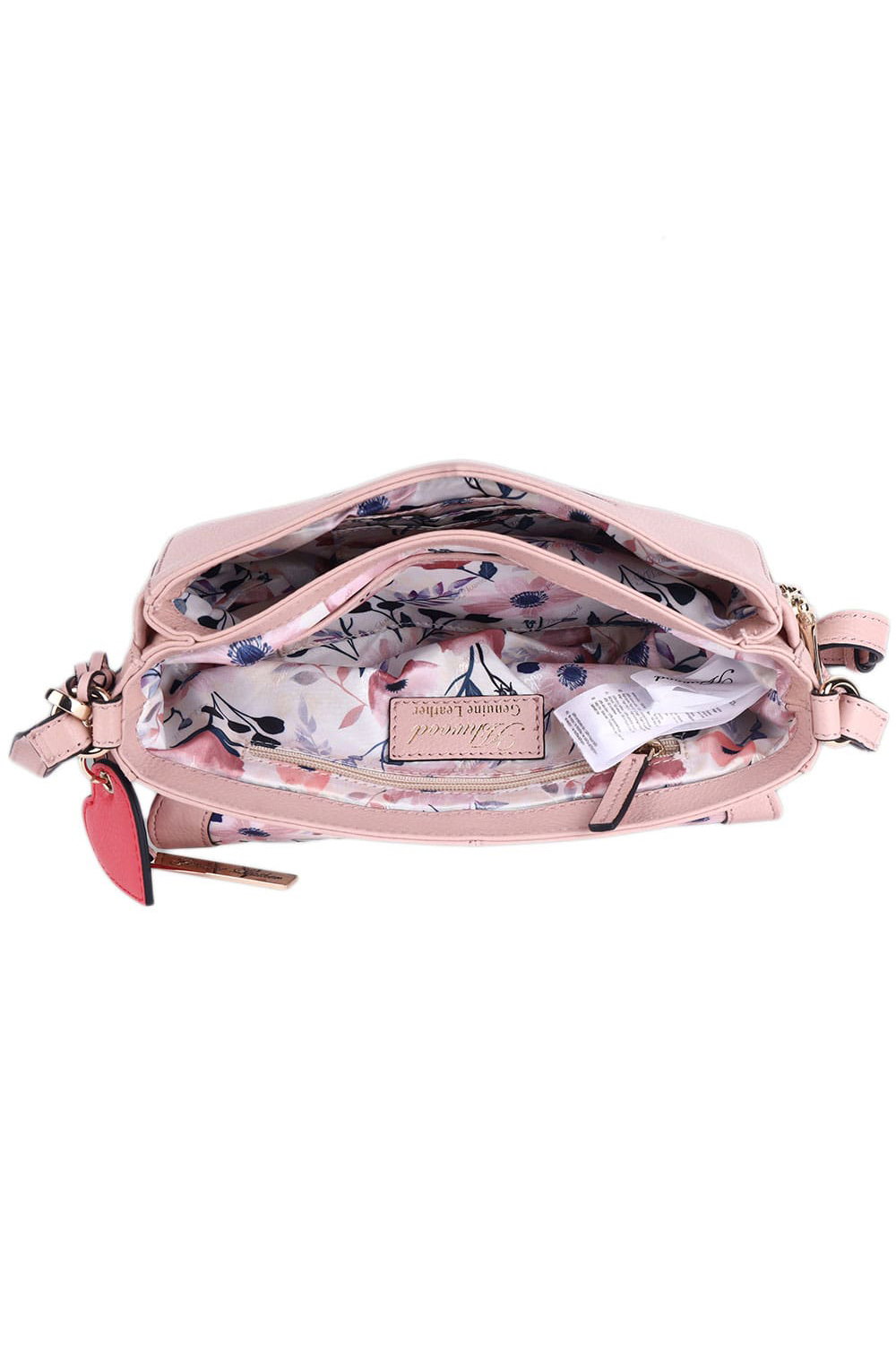 Light Pink 'Blossom' Flap Over Real Leather Shoulder Bag, Image 4 of 4