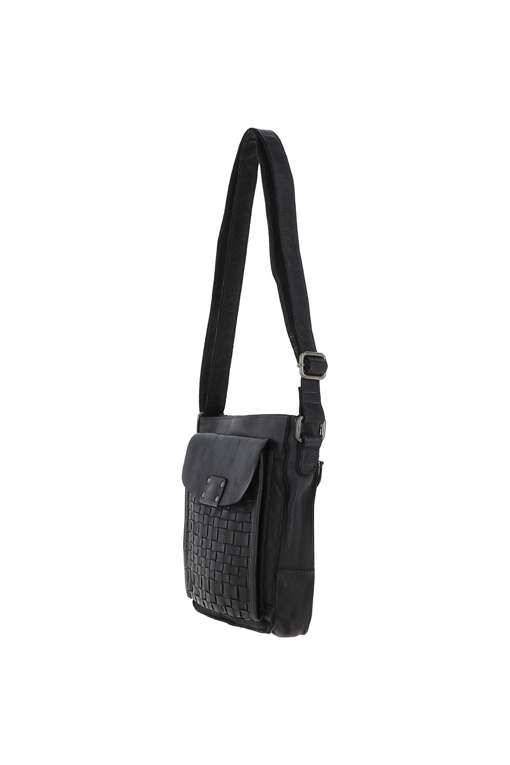 Dark Grey 'Tramonto' Vintage Woven Leather Crossbody Bag, Image 3 of 4