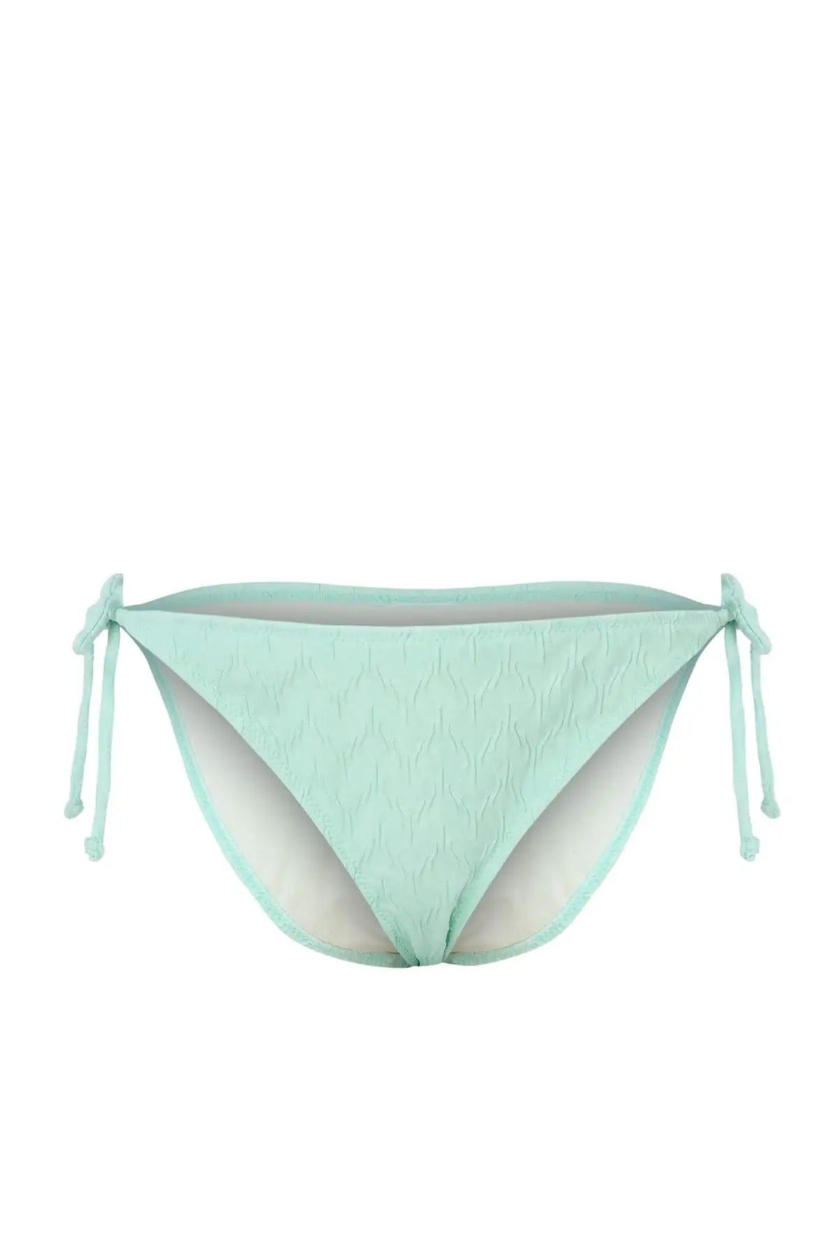 Turqouise Textured Tie Side Bikini Bottom with Adjustable Fit, Image 1 of 2