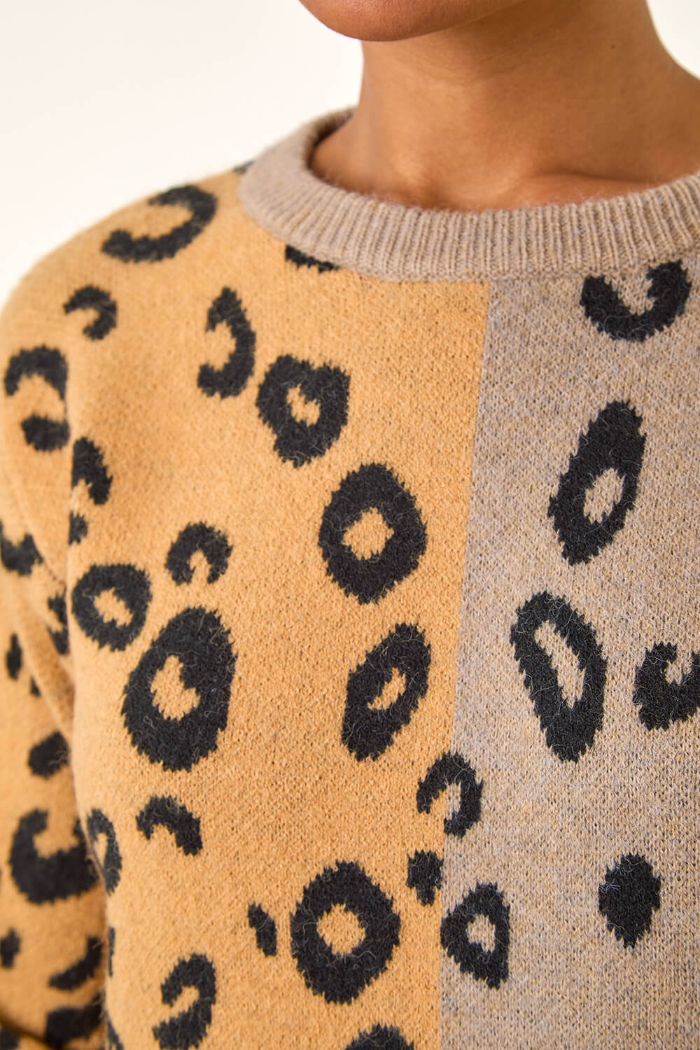 Tan Animal Print Knitted Shift Dress, Image 7 of 6