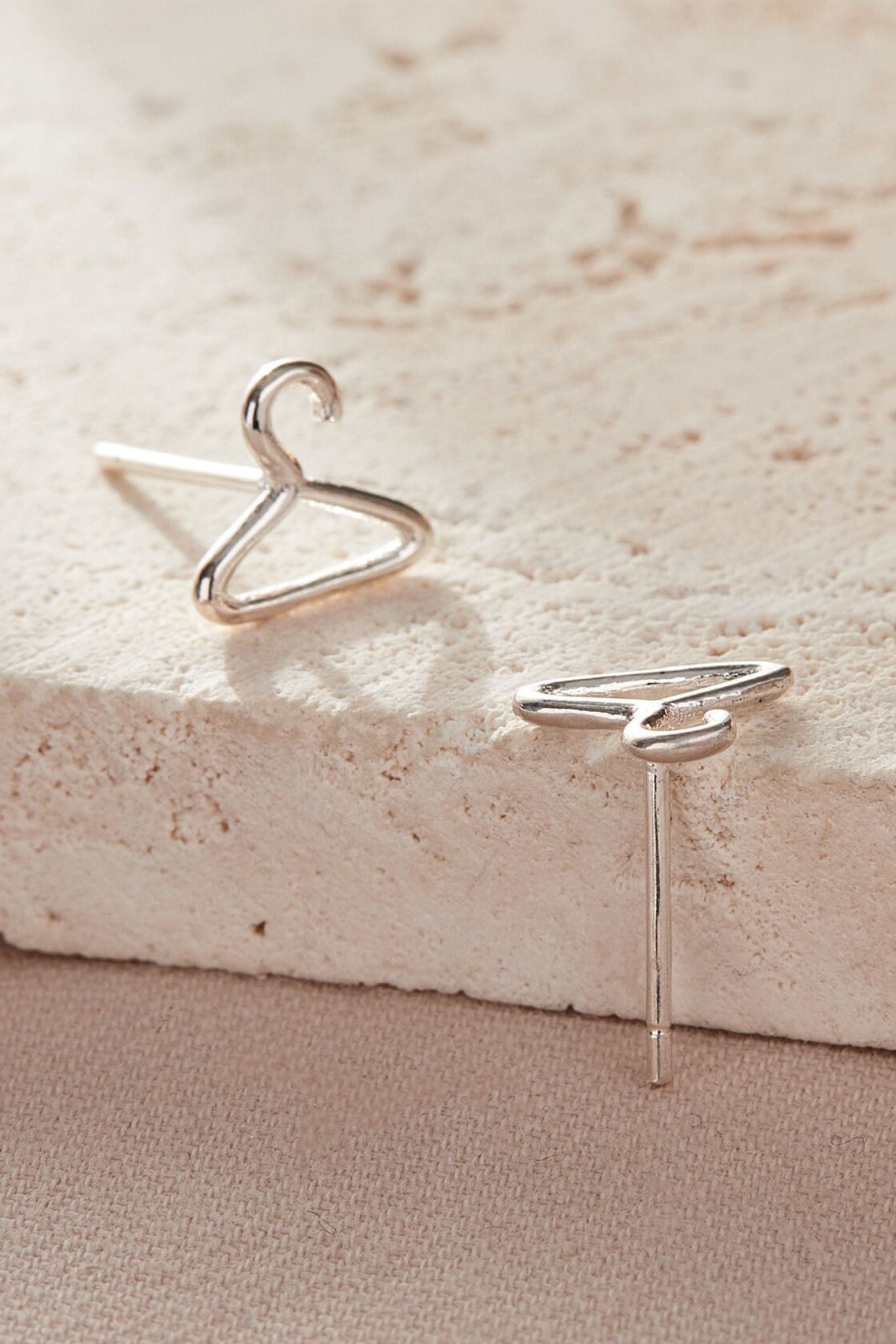 Silver Sterling Silver Coat Hanger Stud Earrings, Image 3 of 3