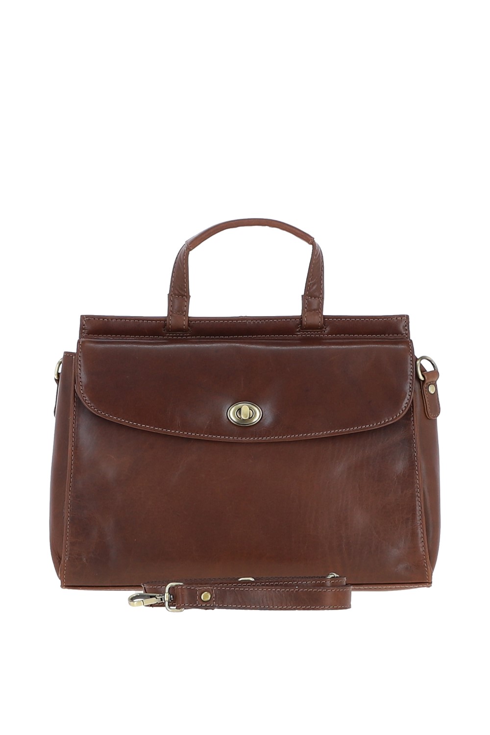 Brown Large Real Leather Grab Bag, Image 1 of 4