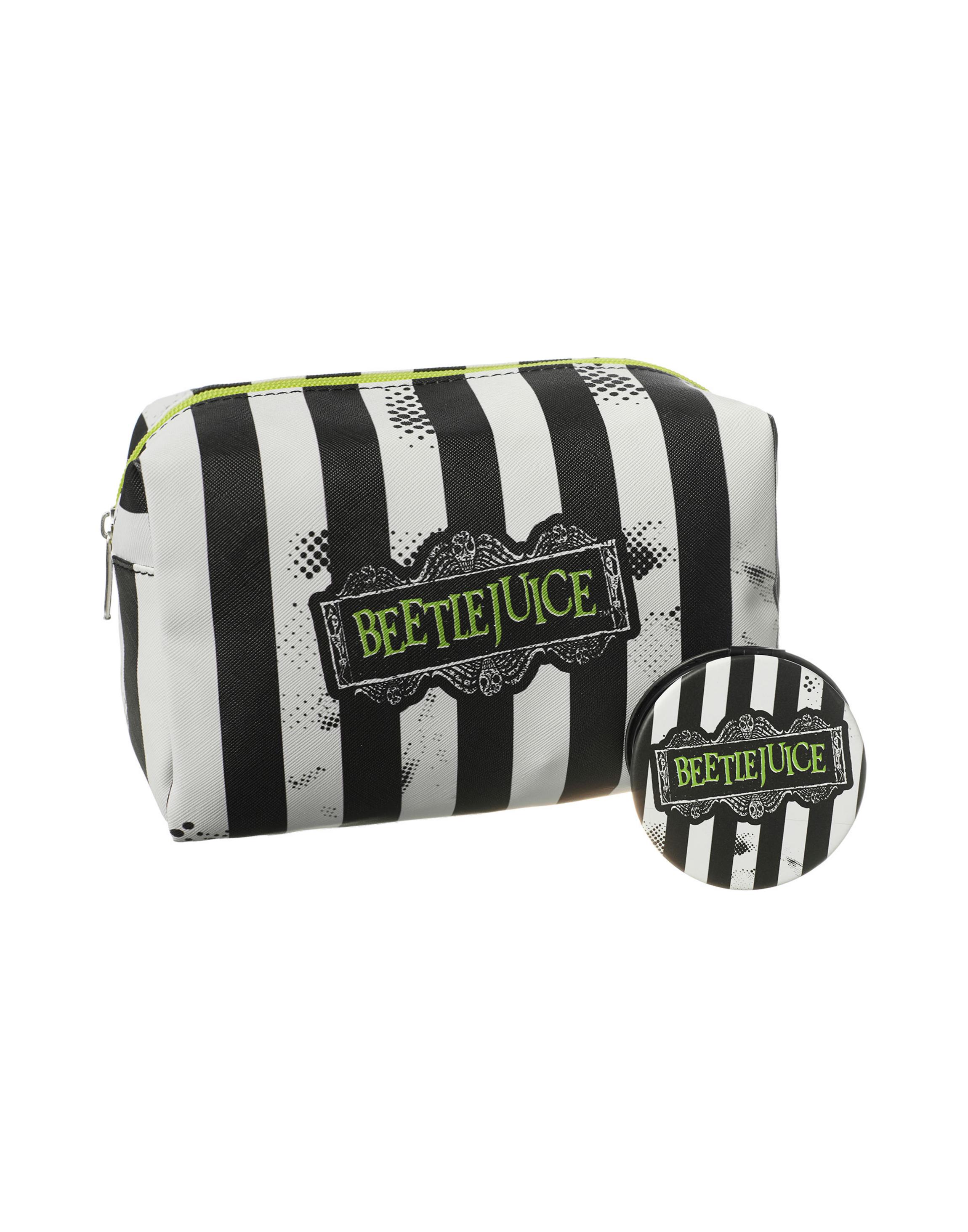 Multi Beetlejuice Stripey Logo One Makeup Bag, Image 1 of 6