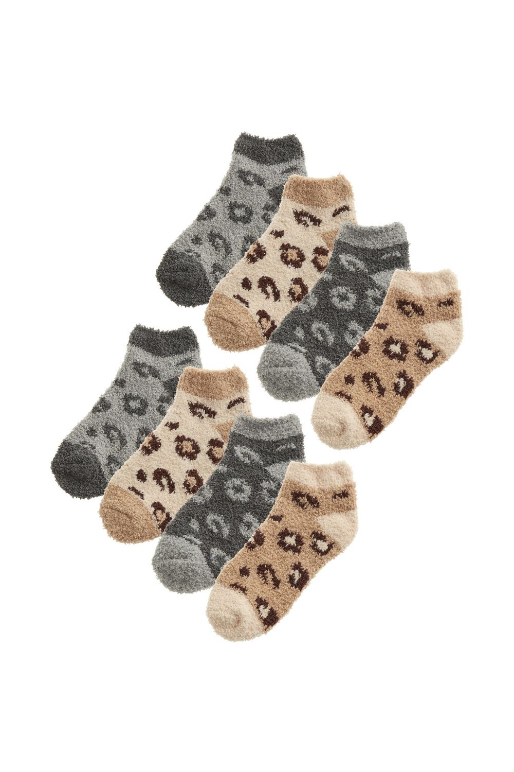 Multi 8 Pack Ladies Animal Print Low Cut Cosy Socks, Image 1 of 3
