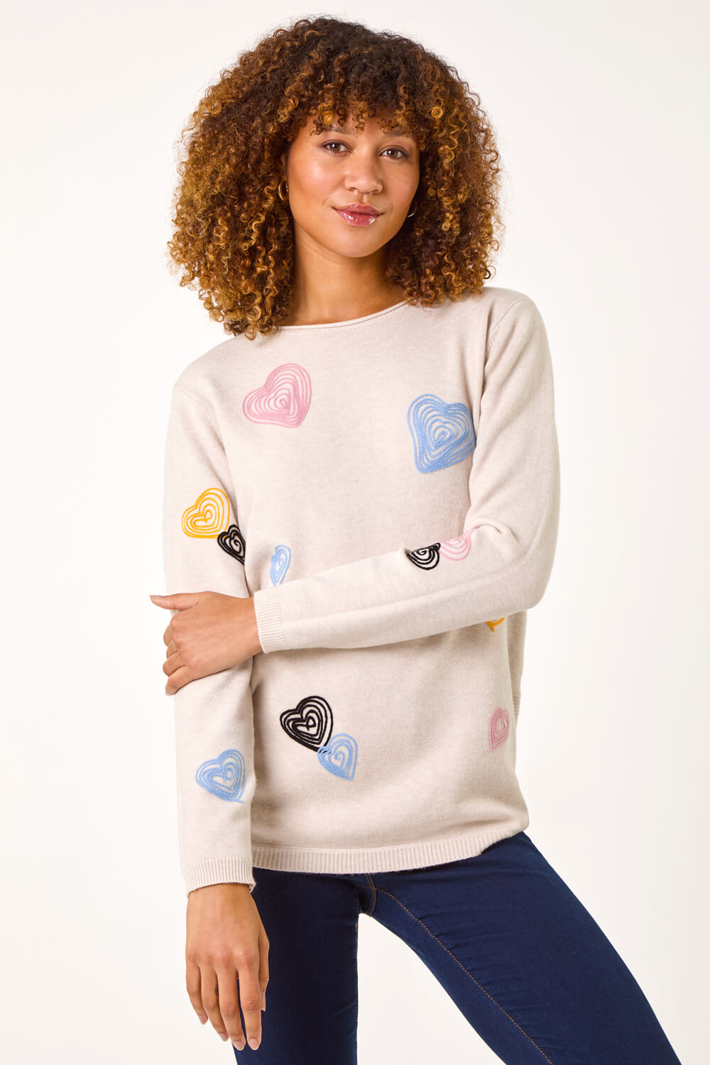 Natural Heart Stitch Crew Neck Jumper, Image 5 of 5