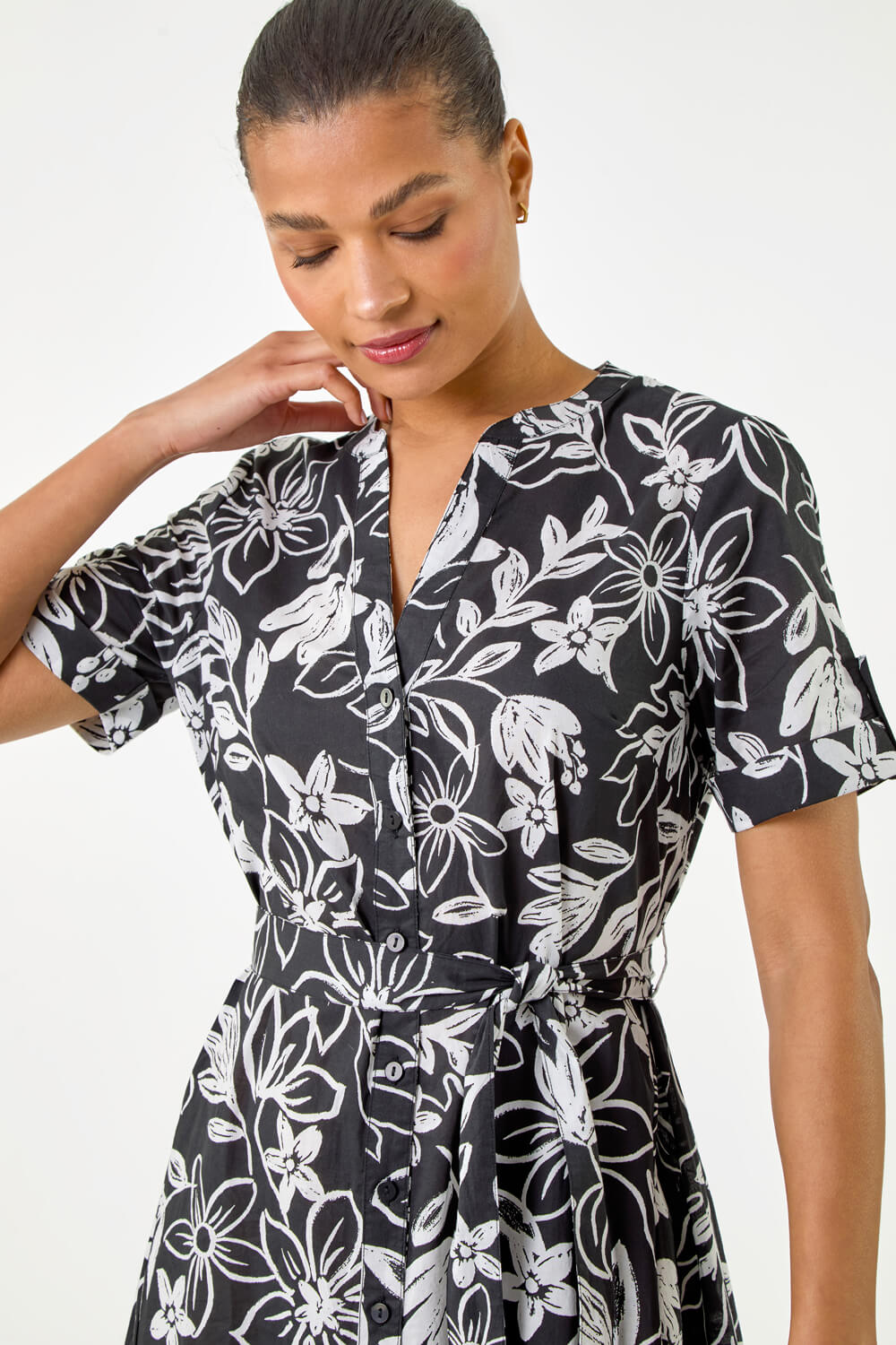 Tassel Tie Waist Floral Dress