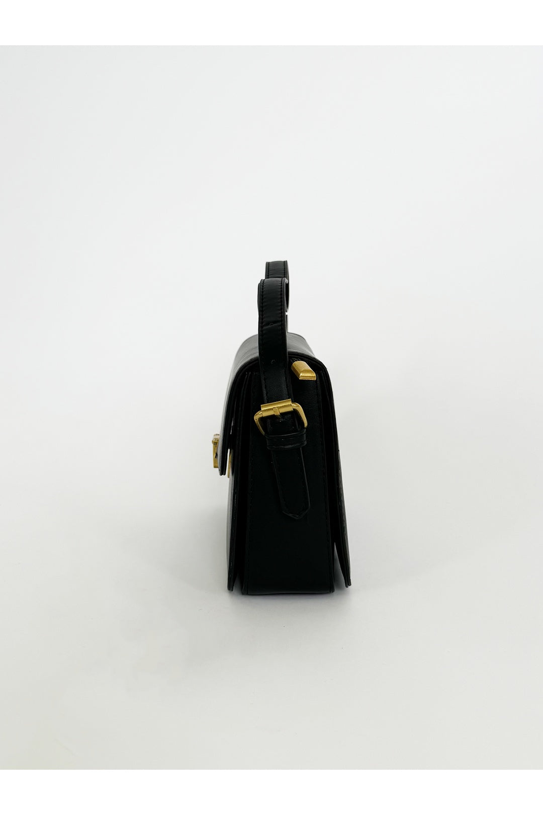 Black Black Shoulder Bag with Gold Clasp Fastening, Image 4 of 5