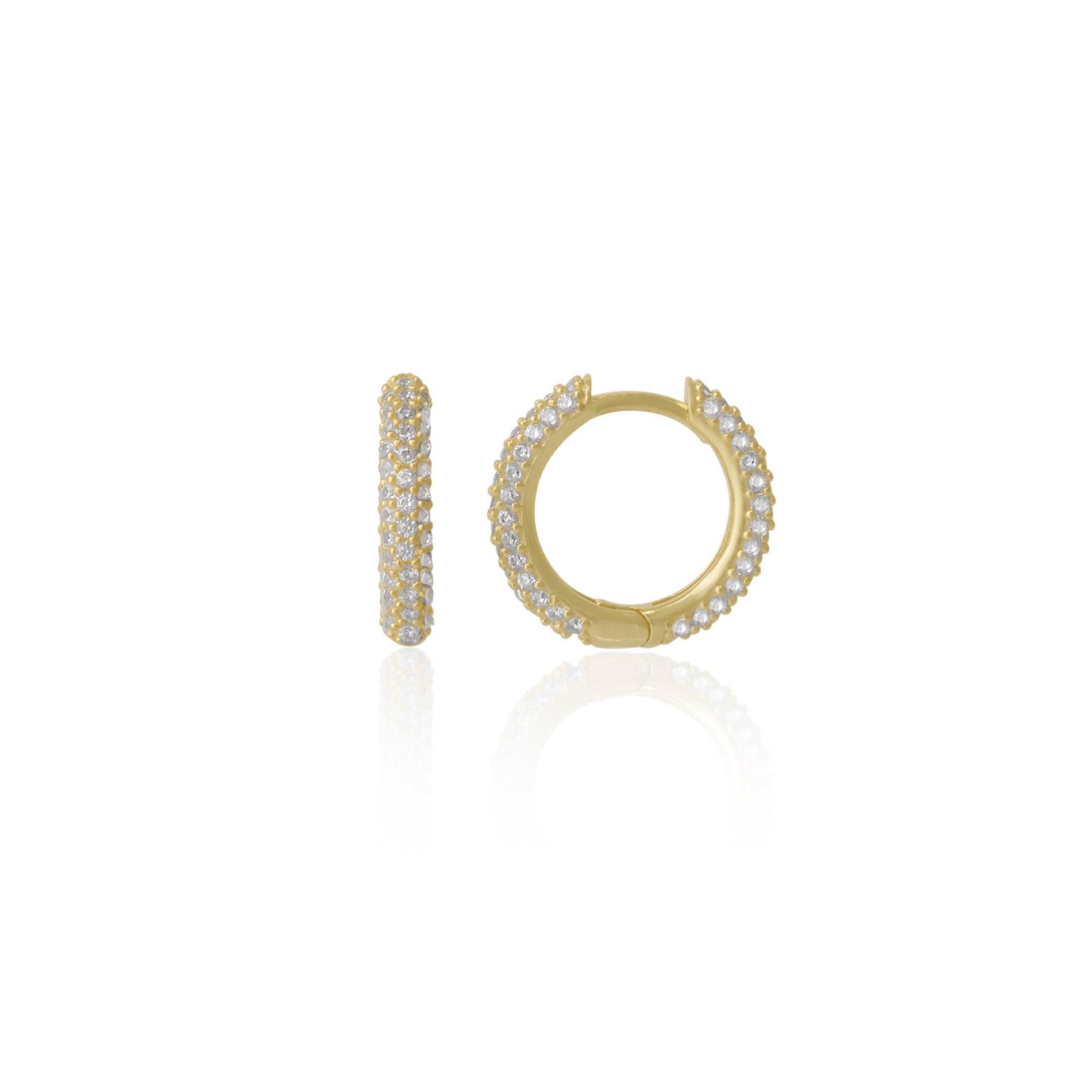Gold Pave Sterling Silver Hoop Earring, Image 1 of 3