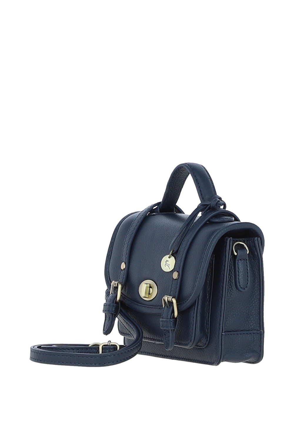 Navy Stylish Real Leather Small Satchel Bag, Image 2 of 4