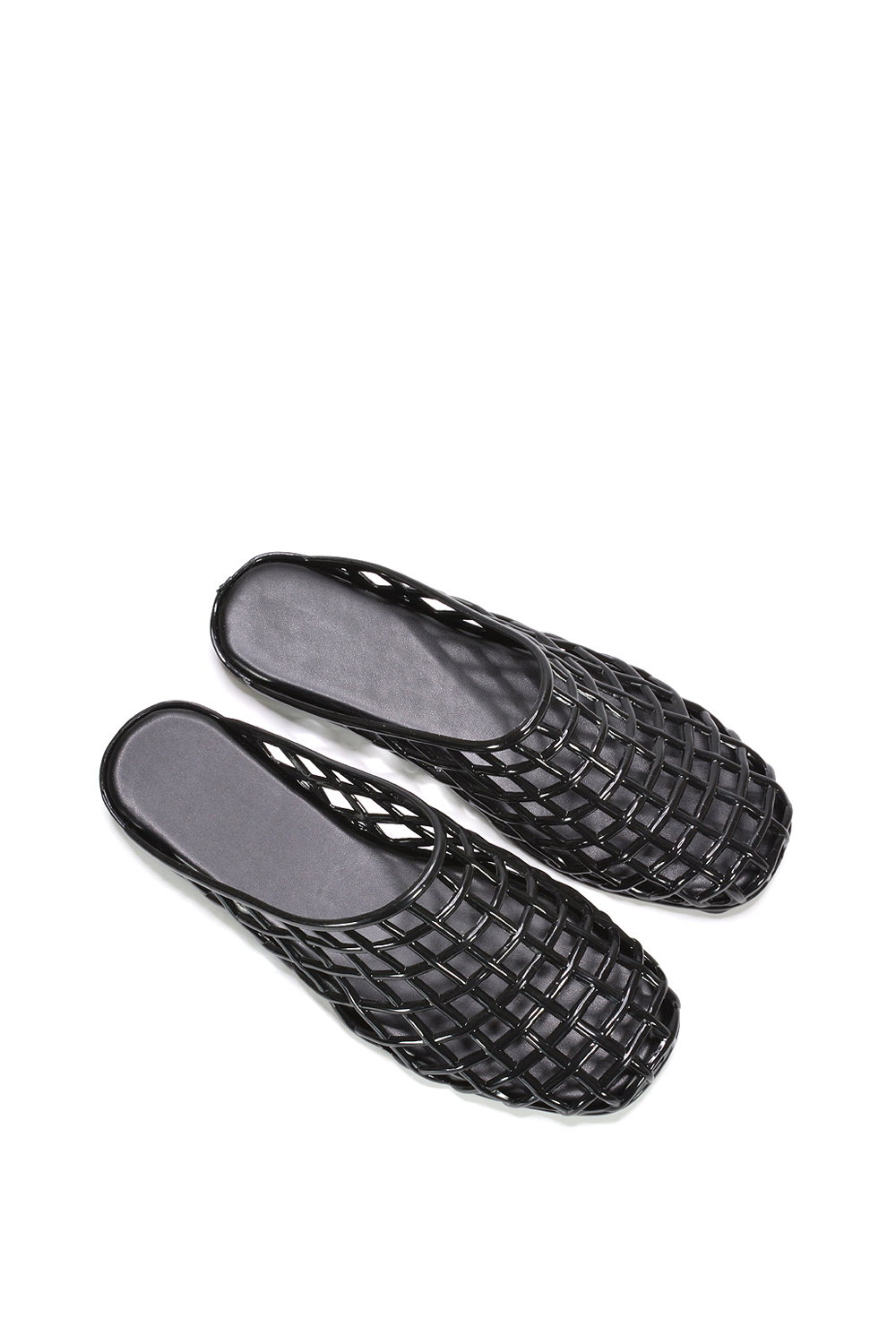 Black XY LONDON Black 'Opera' Slip On Cage Jelly Mule Flat Summer Sandals, Image 5 of 5