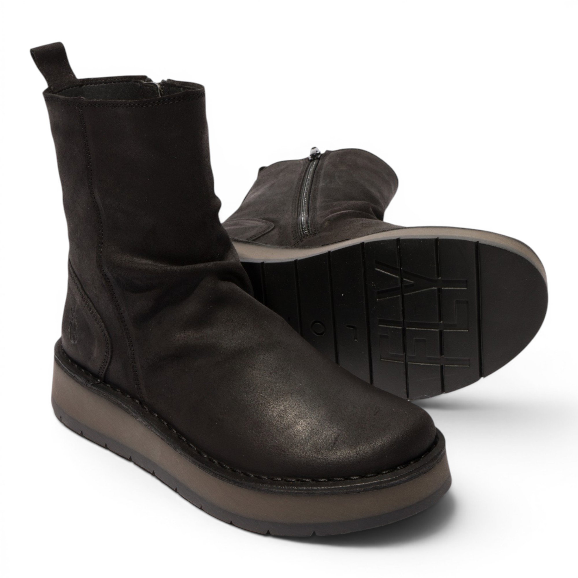 Black Womens Sued Leather Boot-RENO053FLY, Image 5 of 5