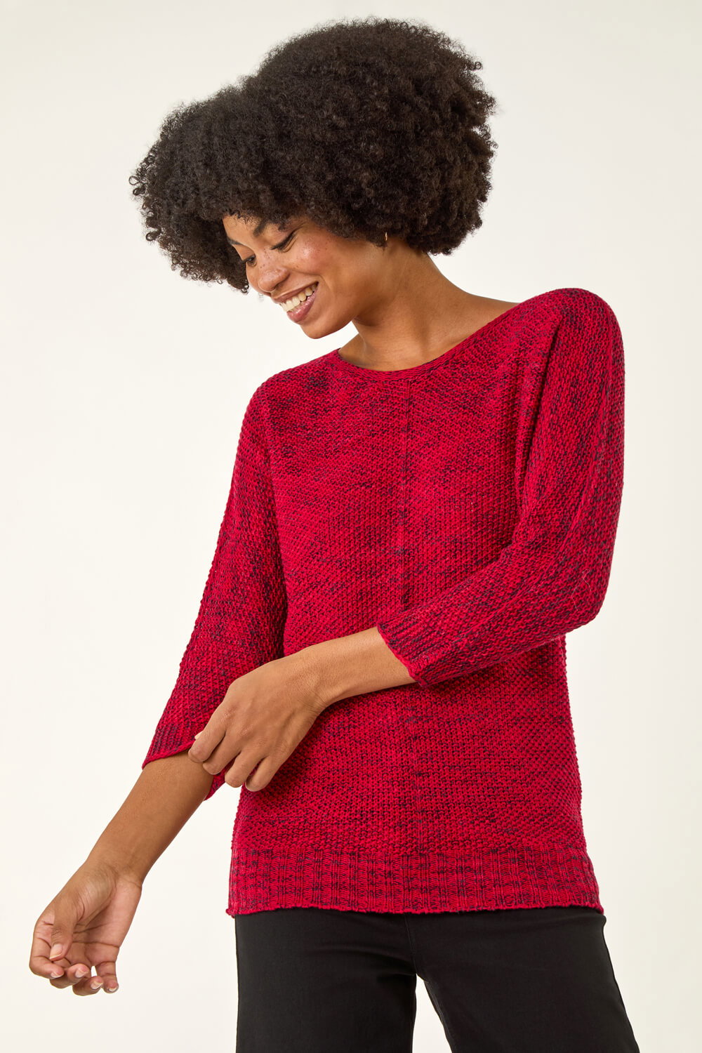 Red Textured Knit Jumper, Image 5 of 5