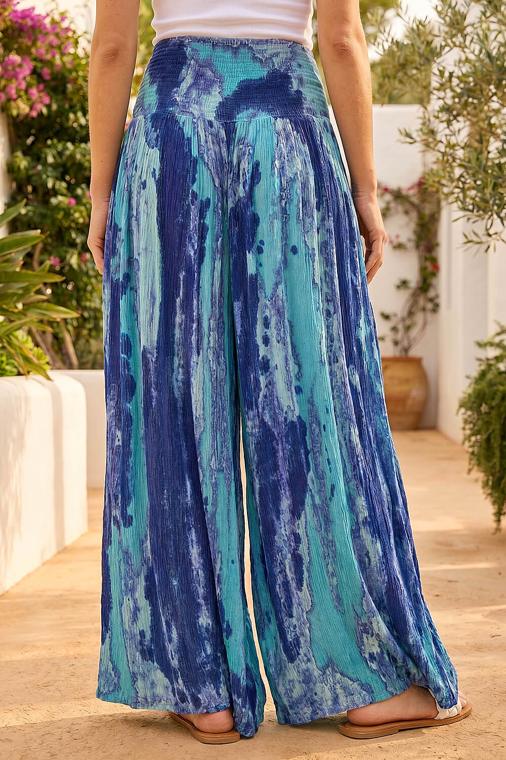 Blue Abstract Palazzo Trouser, Image 4 of 4