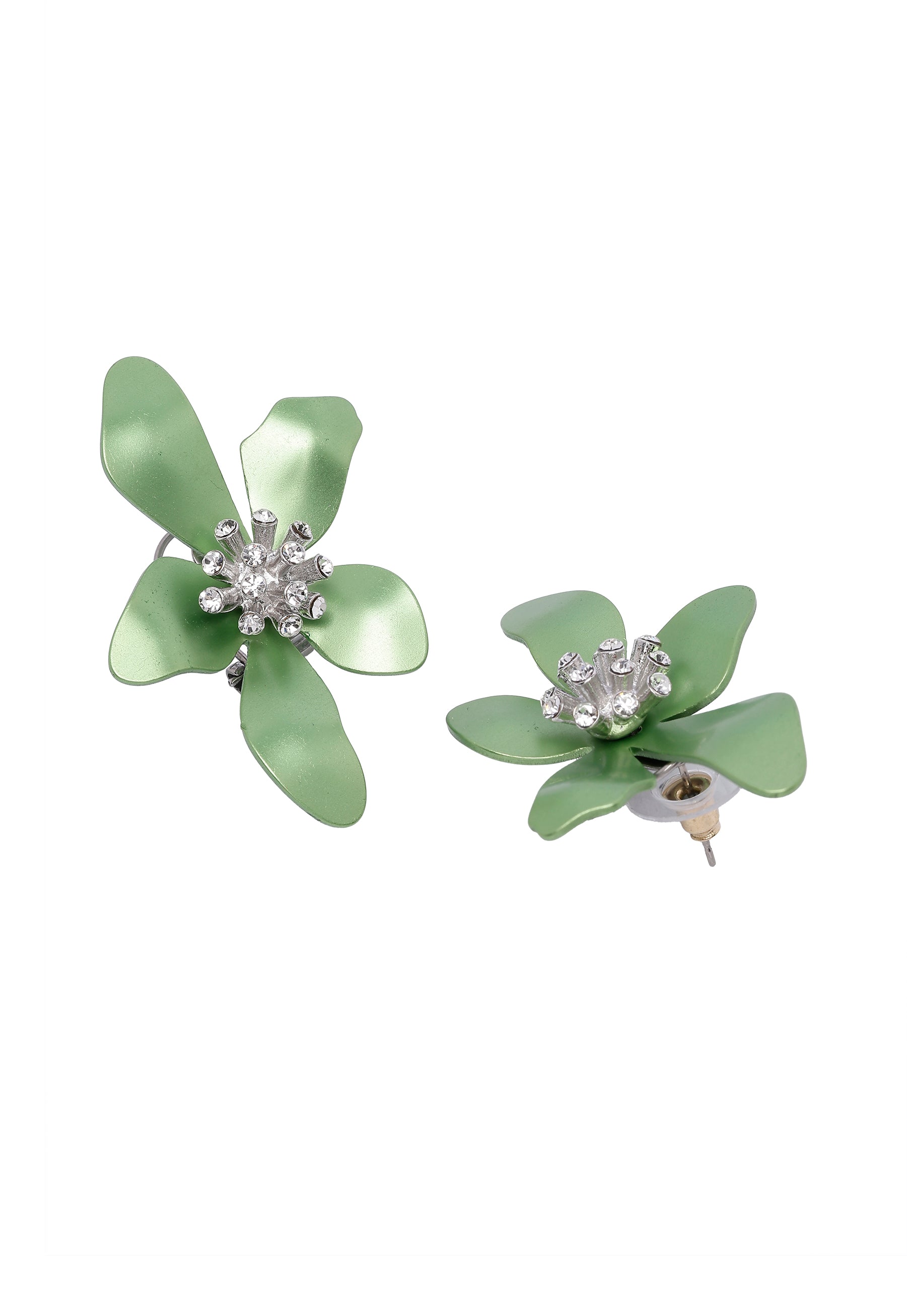 Pale Green AVANT-GARDE PARIS Pale Green Floral Stud Earrings, Image 3 of 5