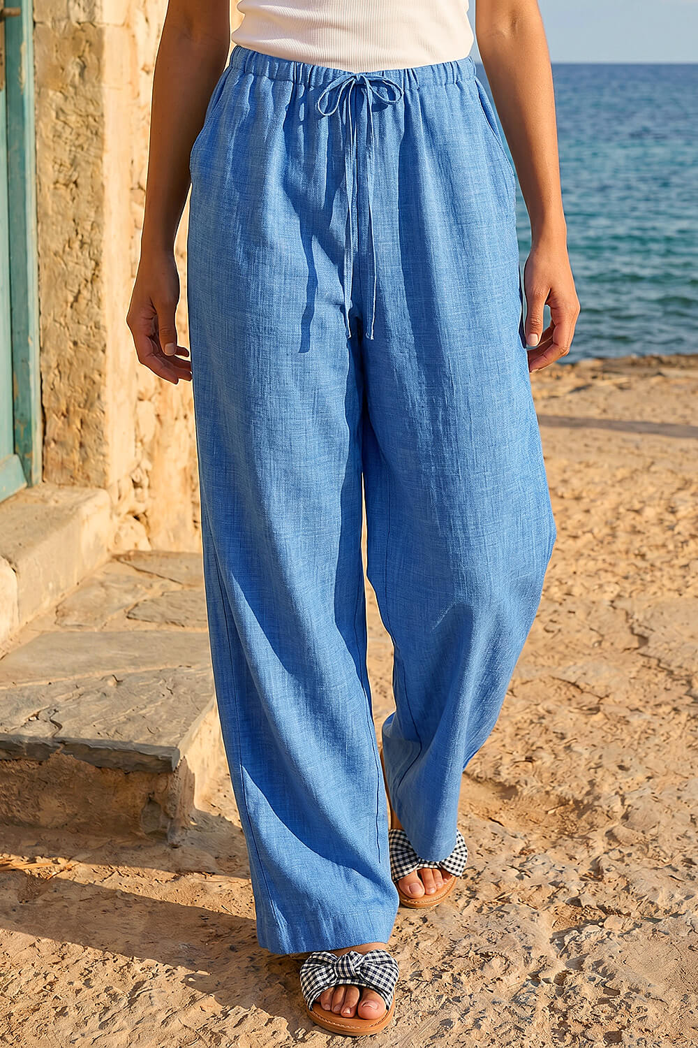Denim Petite Pull On Woven Trouser, Image 3 of 4
