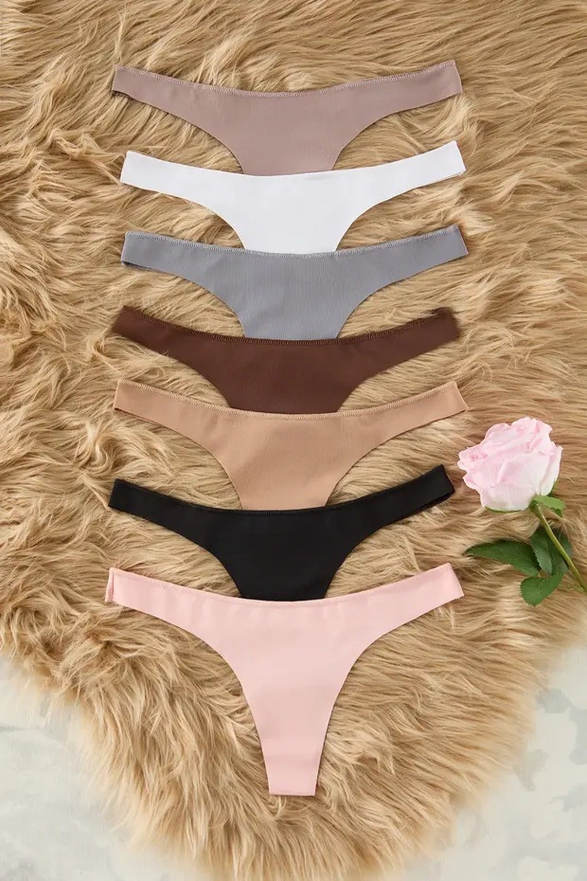Multi WOVCOR Multi 7 Pack Seamless Plain Thong Briefs Set, Image 3 of 3