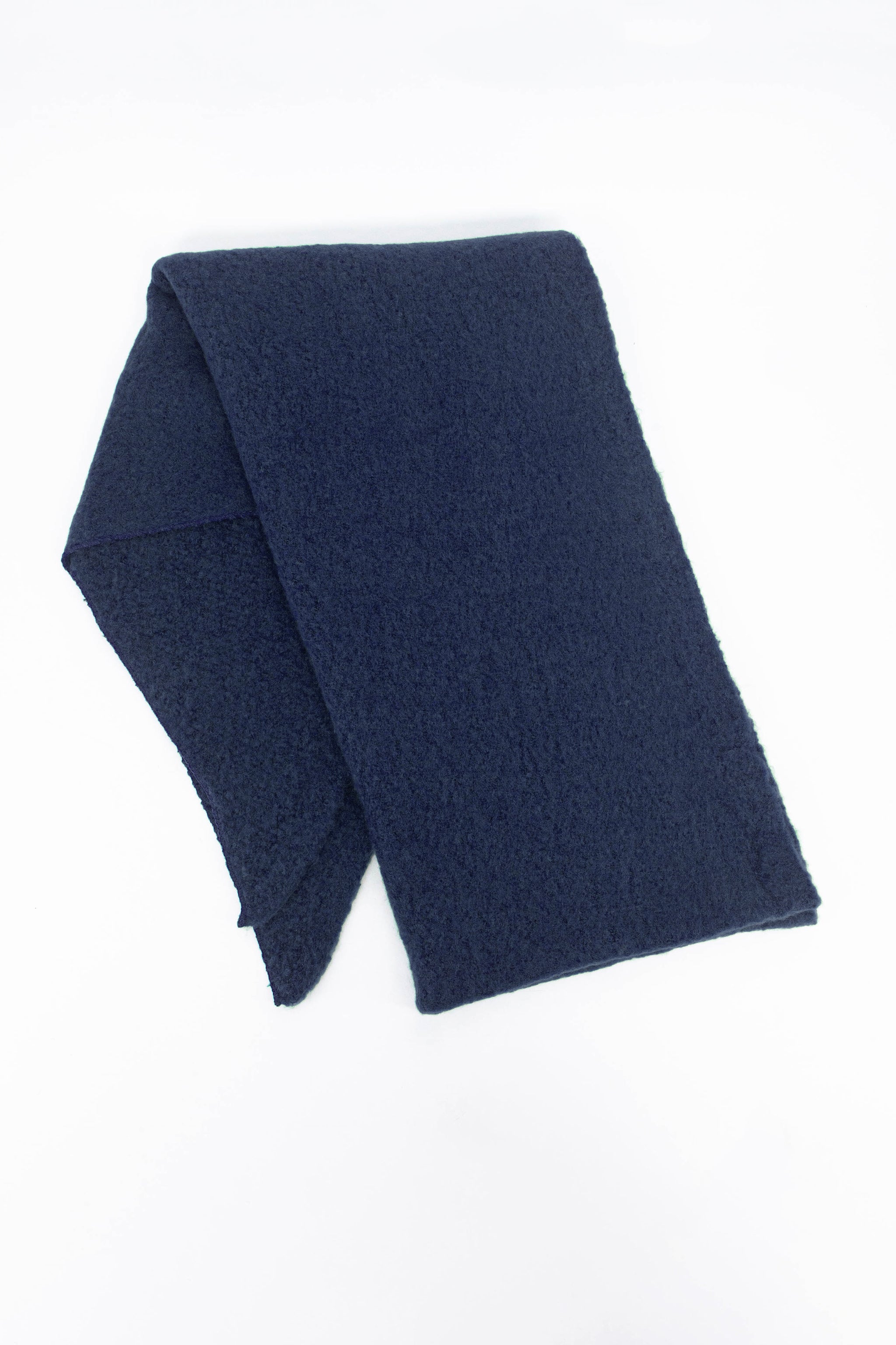 Navy Blue Plain Heavyweight Asymmetric Winter Scarf, Image 2 of 4