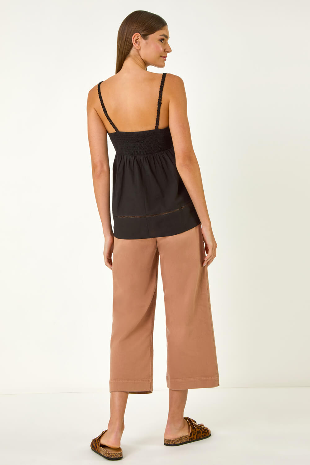 Black Crochet V-Neck Cami Top, Image 4 of 5