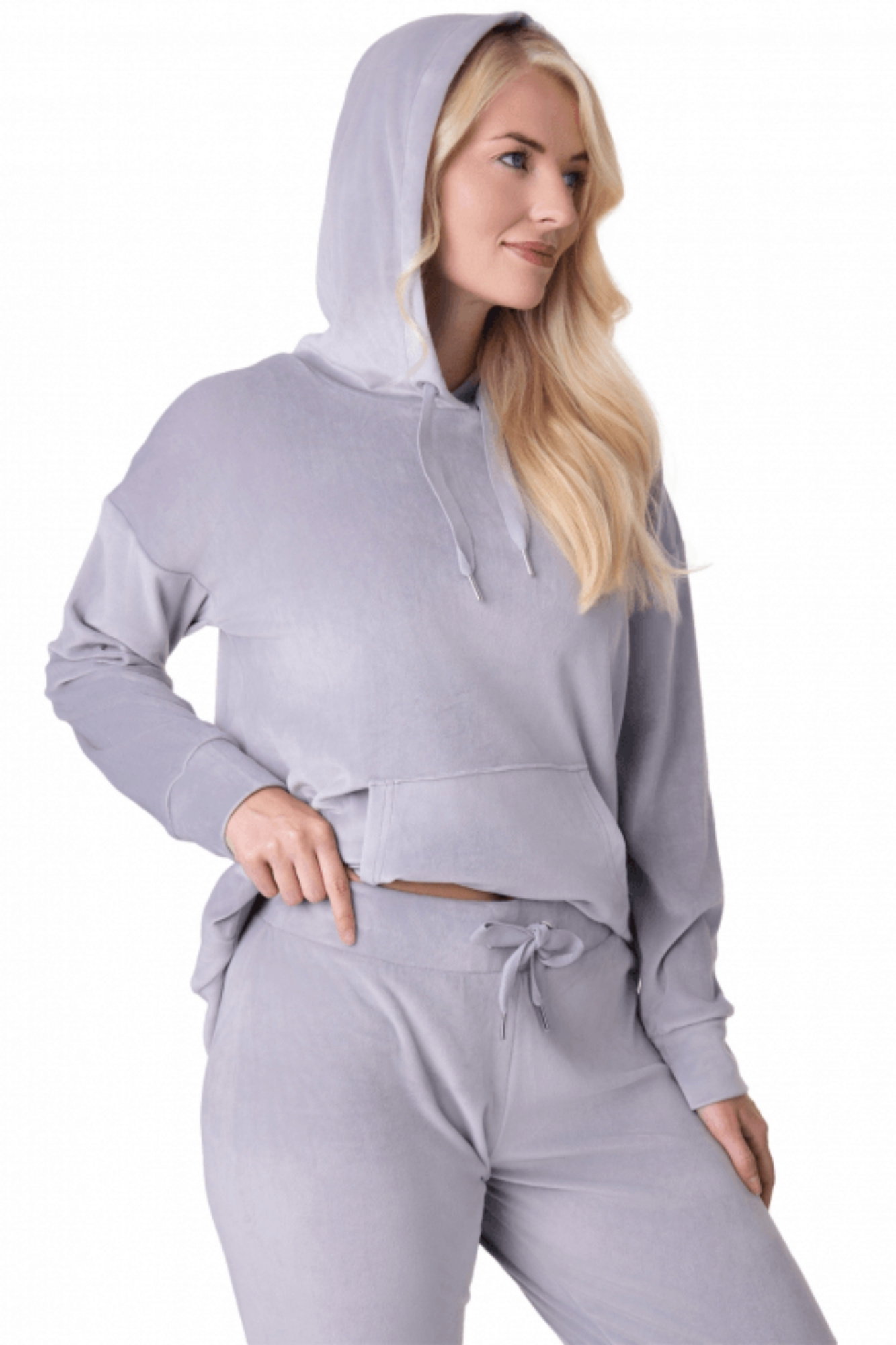 Grey Camille Lingerie Grey Supersoft Velour Loungewear Pyjama Set, Image 5 of 5