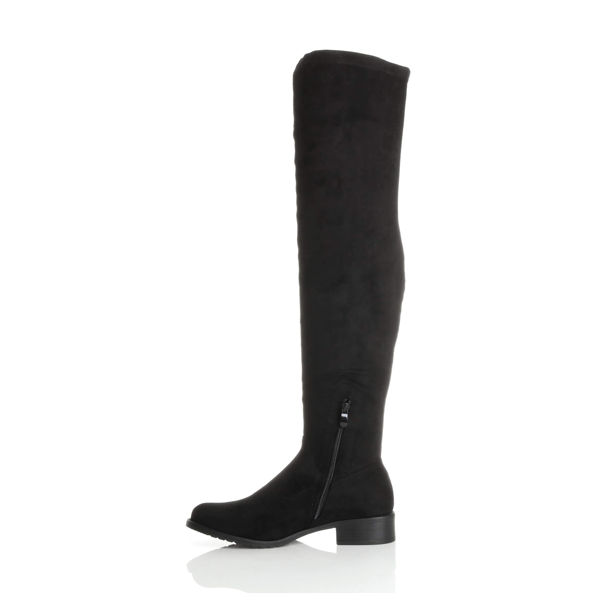 Black AJVANI Black Stretchy Sock Over The Knee Boots, Image 3 of 6