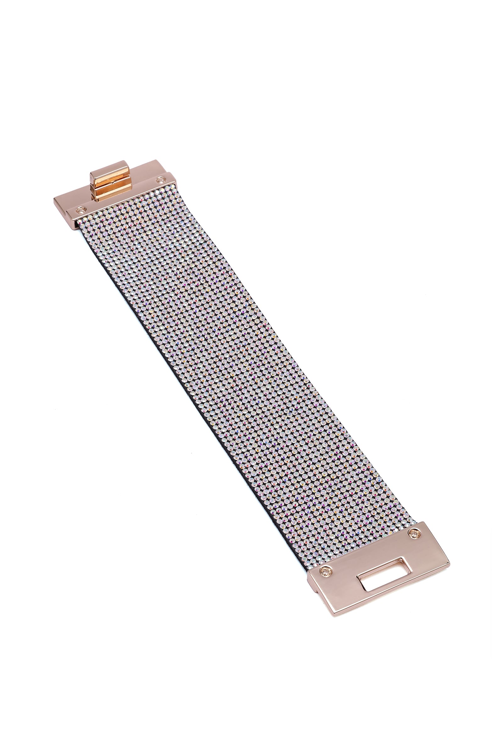 Multi Luxury Crystal-Studded Leather Cuff Bracelet, Image 4 of 4